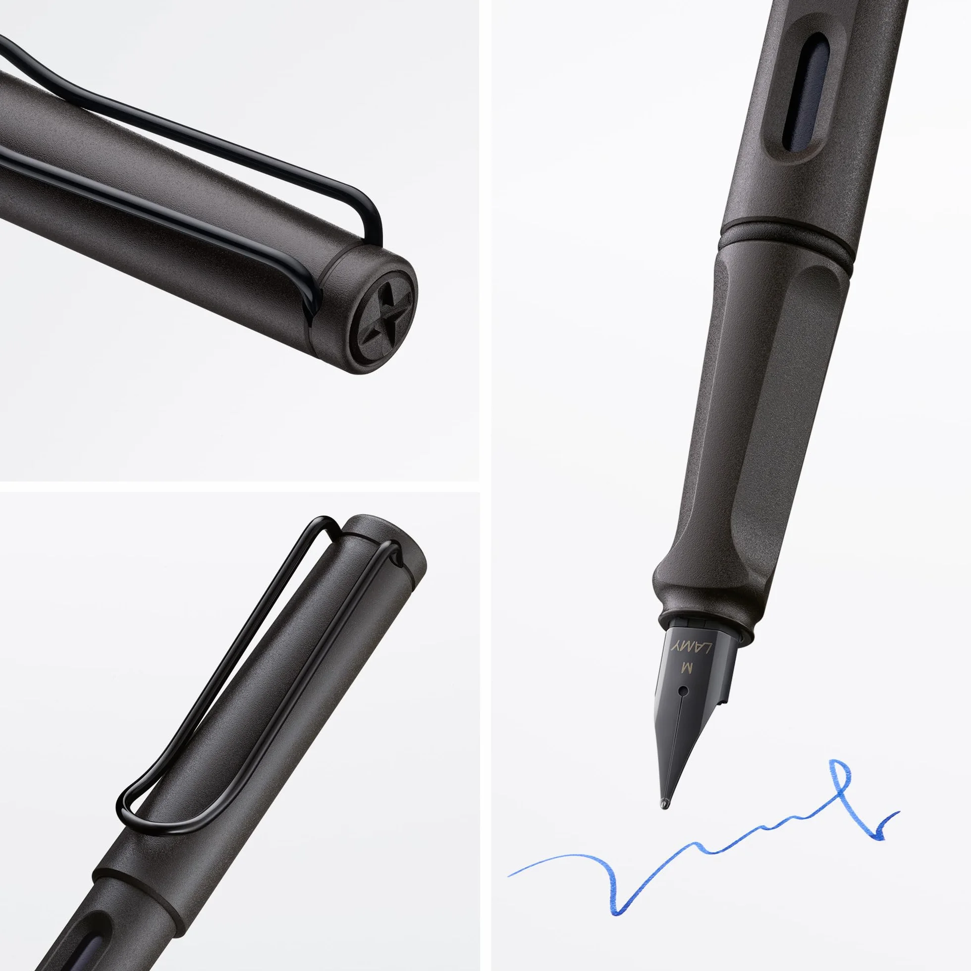 Lamy Safari Umbra Stilografica Pennino Acciaio Nero Misura M Cartuccia T10 Blu