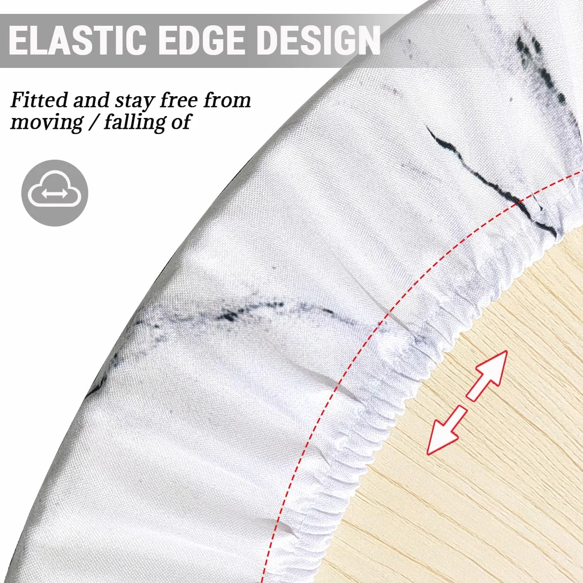 Highdi Tovaglia Rotonda Antimacchia 120 cm Impermeabile Copritavolo Elastico Marmo Esterno