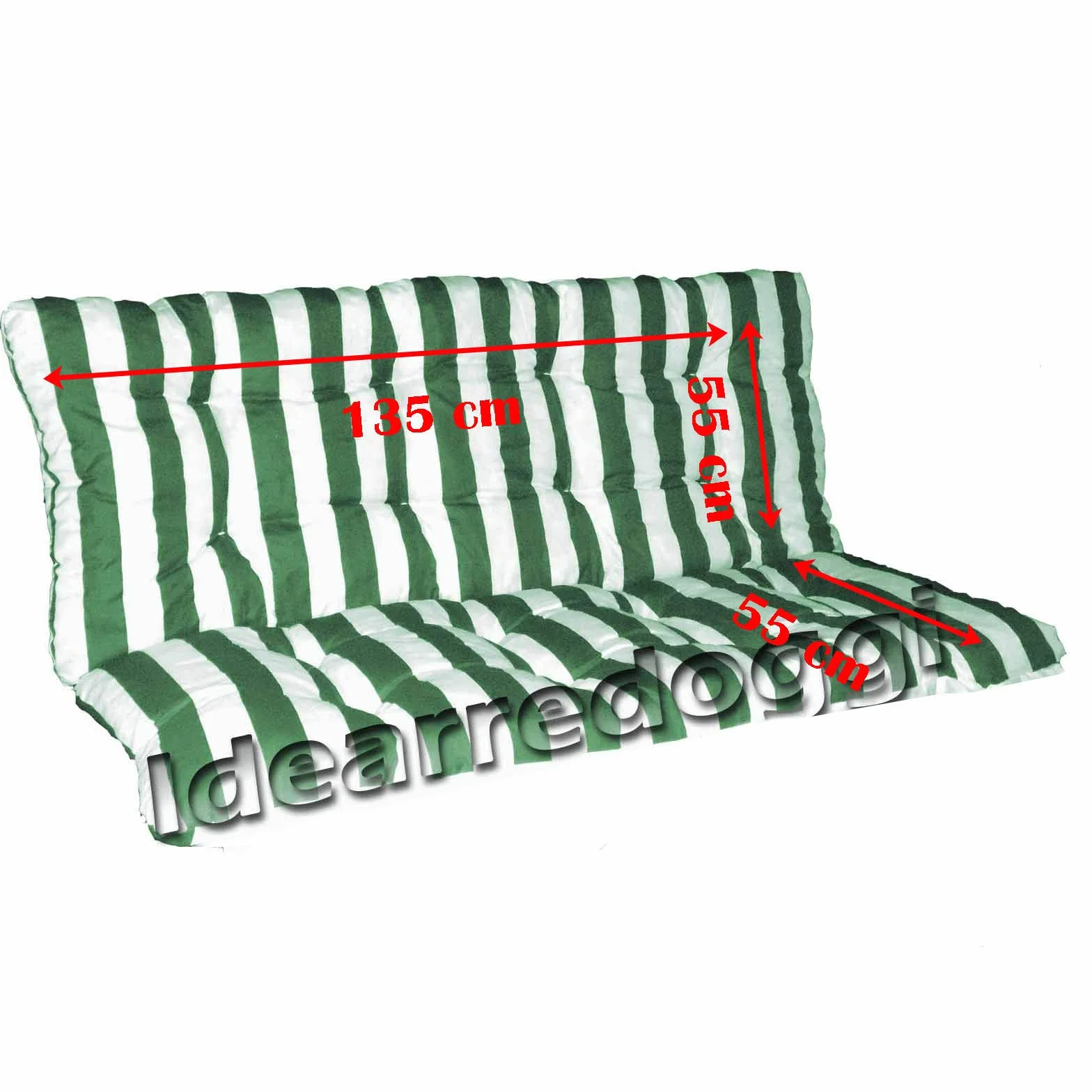 Cuscino per Dondolo truciolo 3 Posti 135 Cm Bianco/Verde