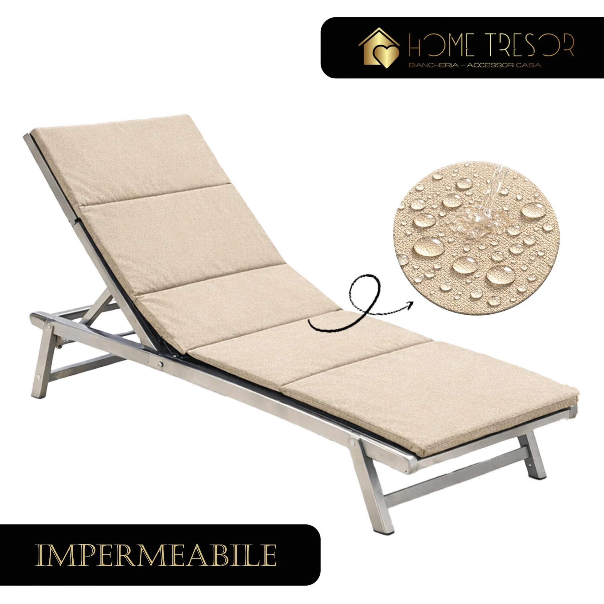Home Tresor Cuscino Materassino per Sdraio Lettino Prendisole Spiaggia Giardino Imbottito Pieghevole da Esterno con 2 Maniglie Resistente alla SABBIA e all'Acqua IMPERMEABILE Antiumidità - Dove