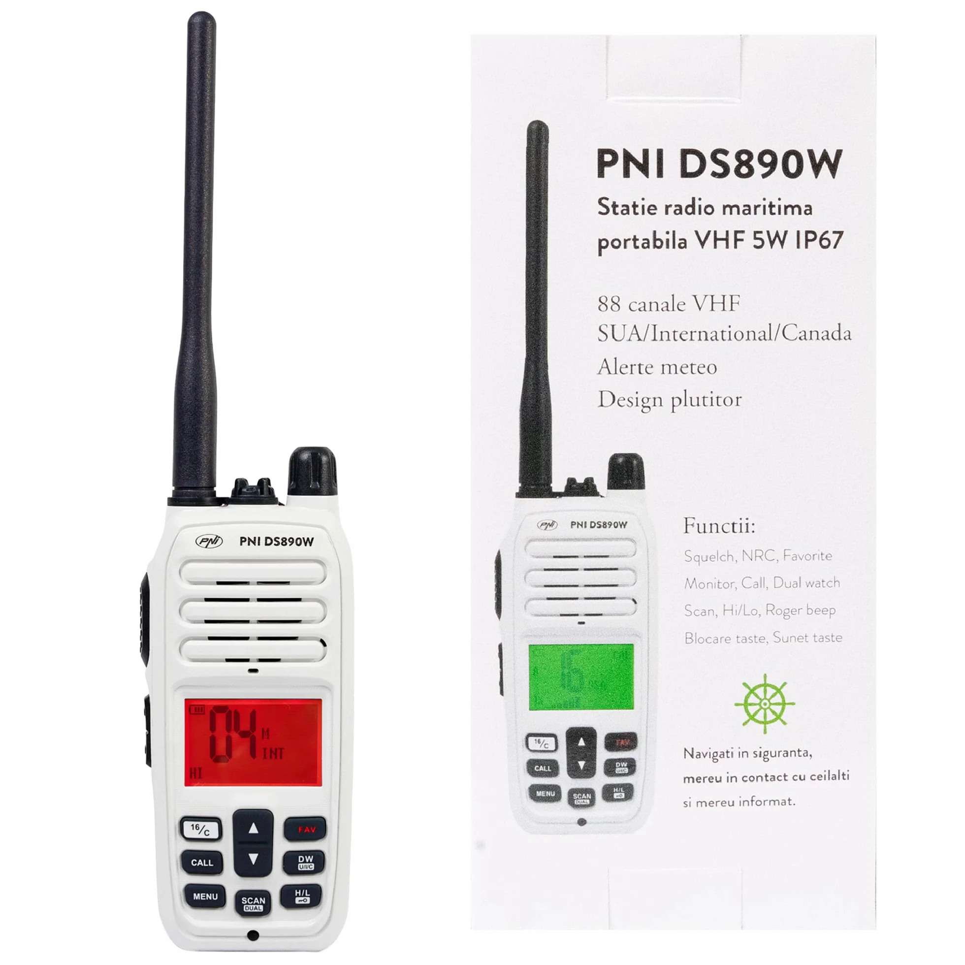 PNI DS890W Stazione radio marina portatile IP67 1800mAh 88 canali
