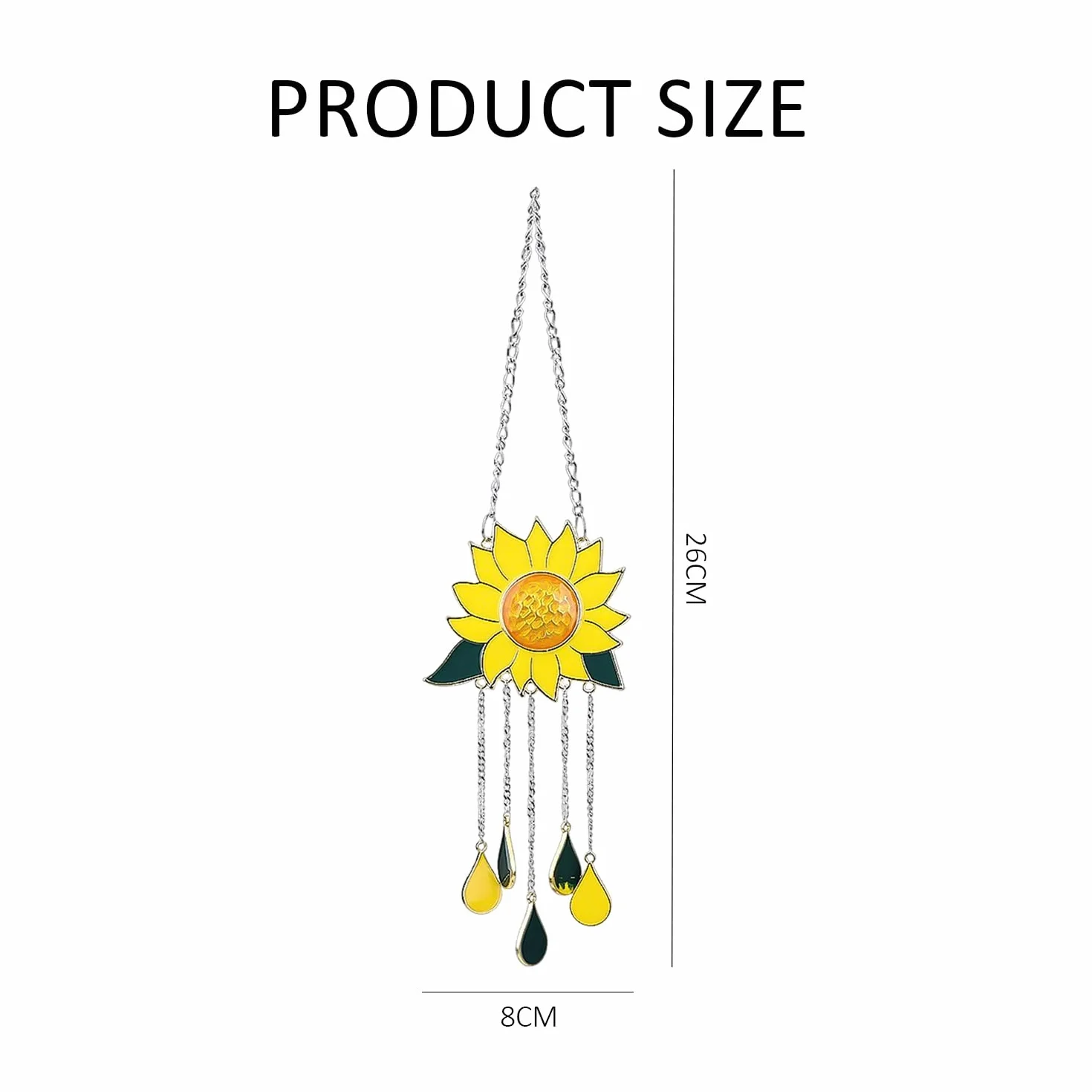 1 Pendente A Forma Di Girasole, Pendente Da Giardino, Pendente Da Esterno, Campanello A Vento Da Giardino, Pendente A Forma Di Girasole, Pendente Da Finestra