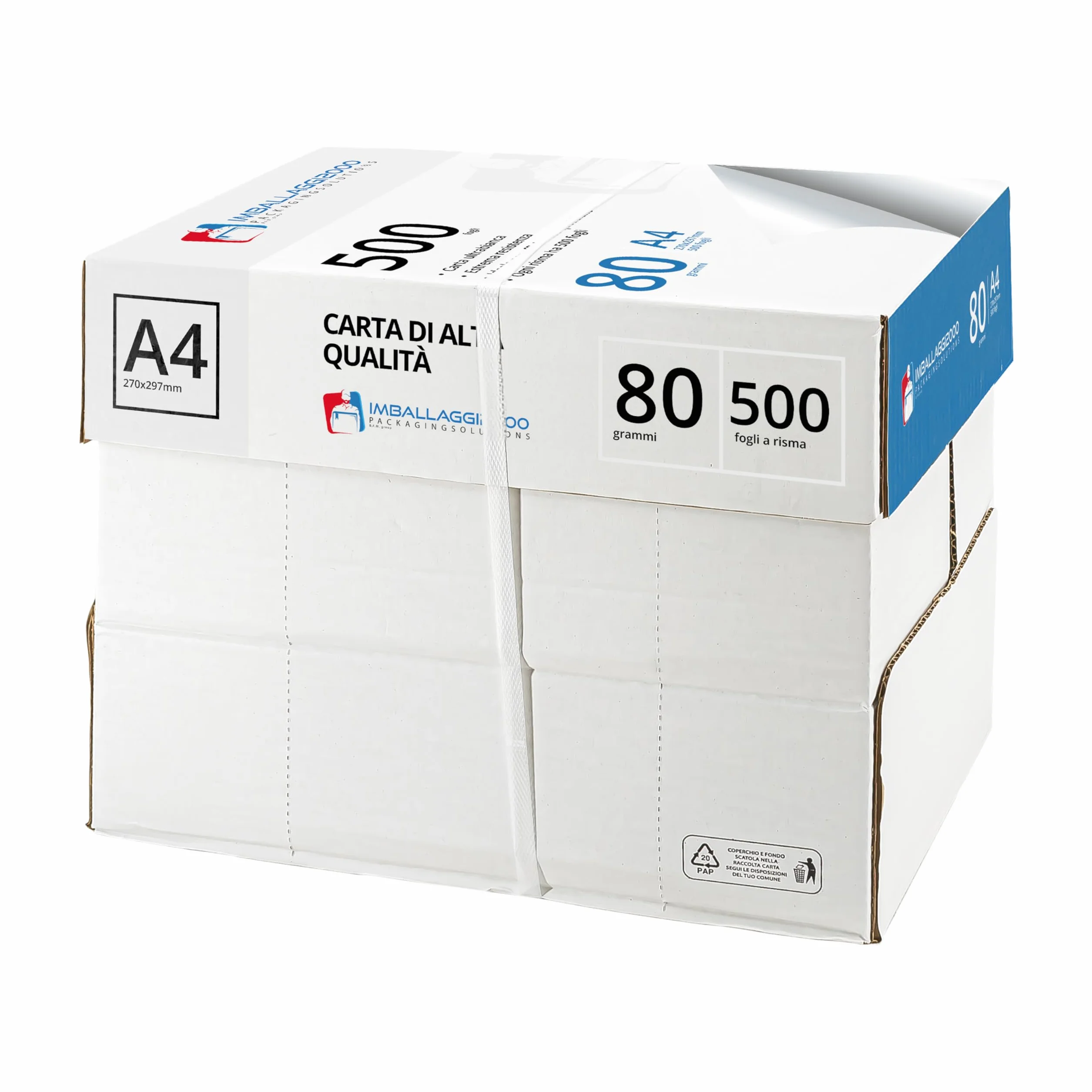 IMBALLAGGI 2000 Carta A4 per Stampante 5 Risme 500 Fogli Pack 5x500
