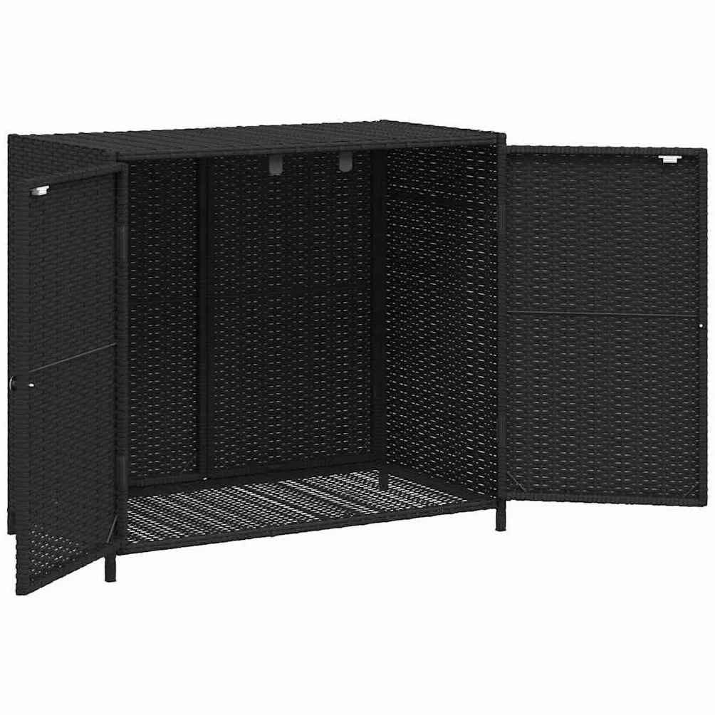 Generico Armadietto Portaoggetti da Giardino Polyrattan Nero 83x45x76 cm