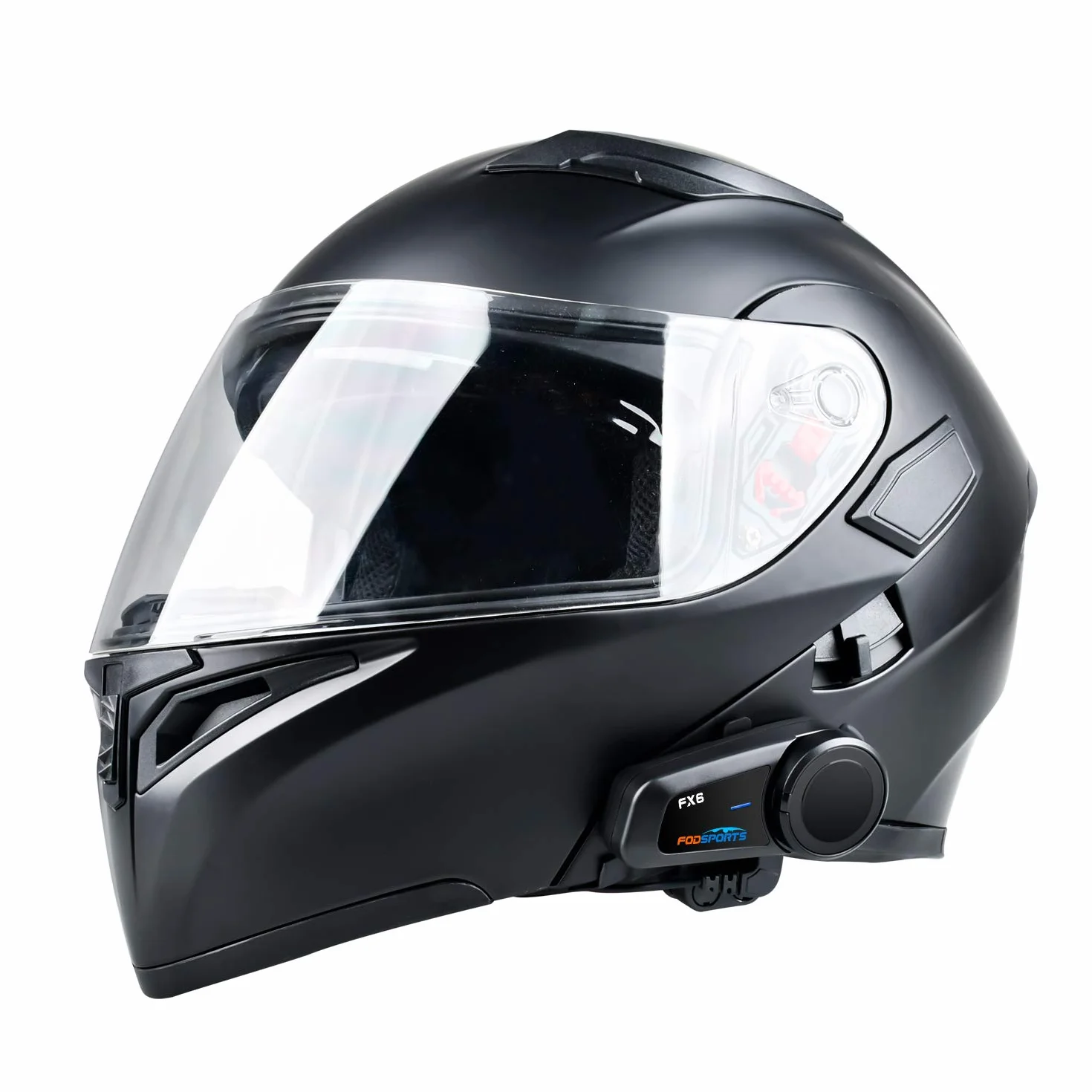 Fodsports FX6 Interfono Moto Coppia, Auricolari Bluetooth Casco mit FM Radio, 1000M Comunicazione 2-6 Motociclisti, IP65, Riduzione Rumore