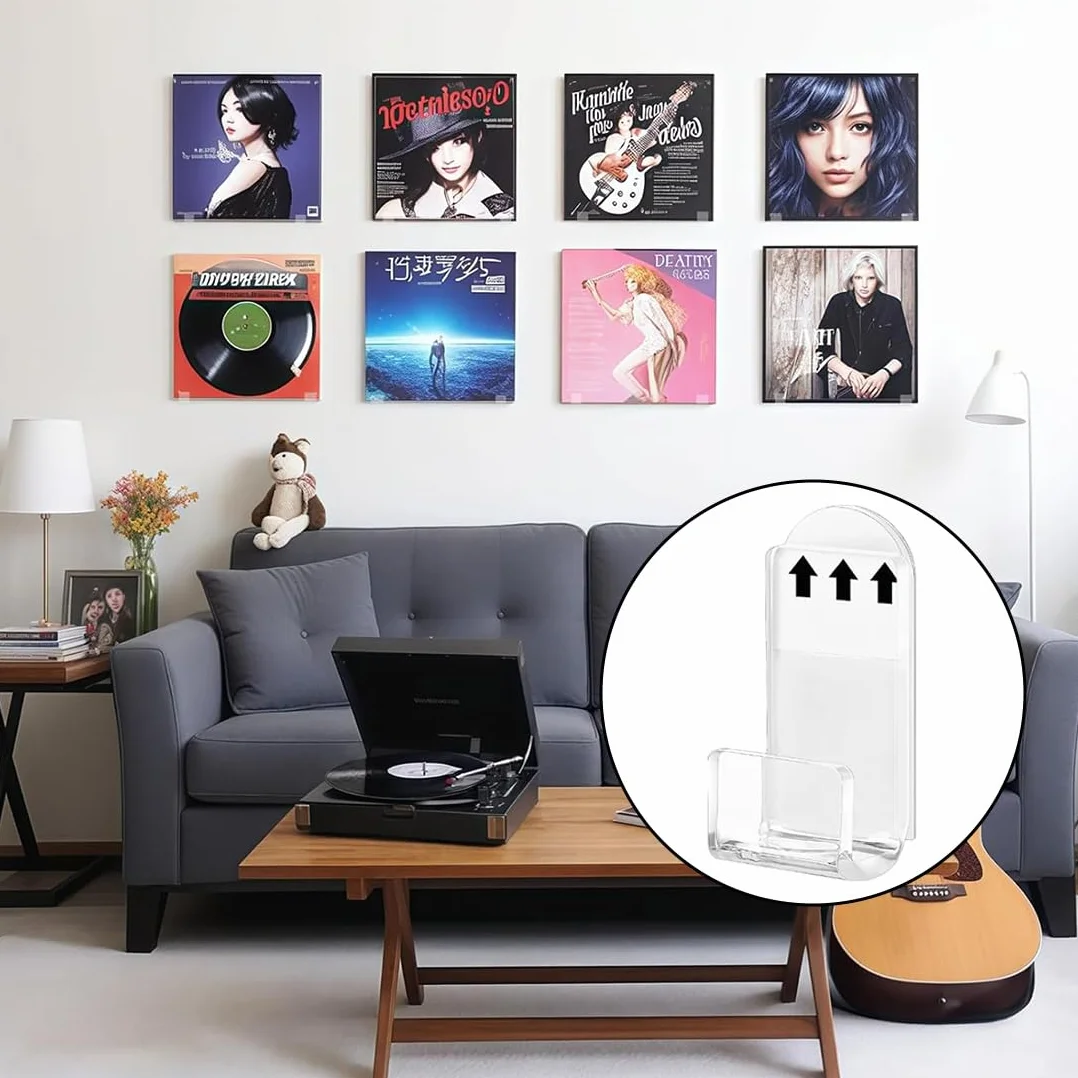 Pezzi Supporto da Parete per Dischi in Vinile, Acrilico Trasparente Espositore per Copertina LP