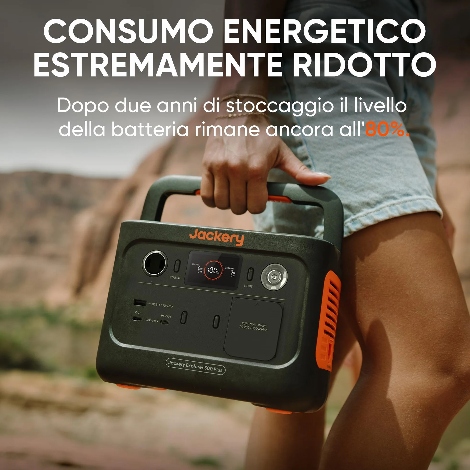 Jackery Centrale Elettrica Portatile Explorer 300 Plus 256Wh con LiFeP04, fino a 300W di potenza, per alimentazione di emergenza/campeggio/caravan/a casa