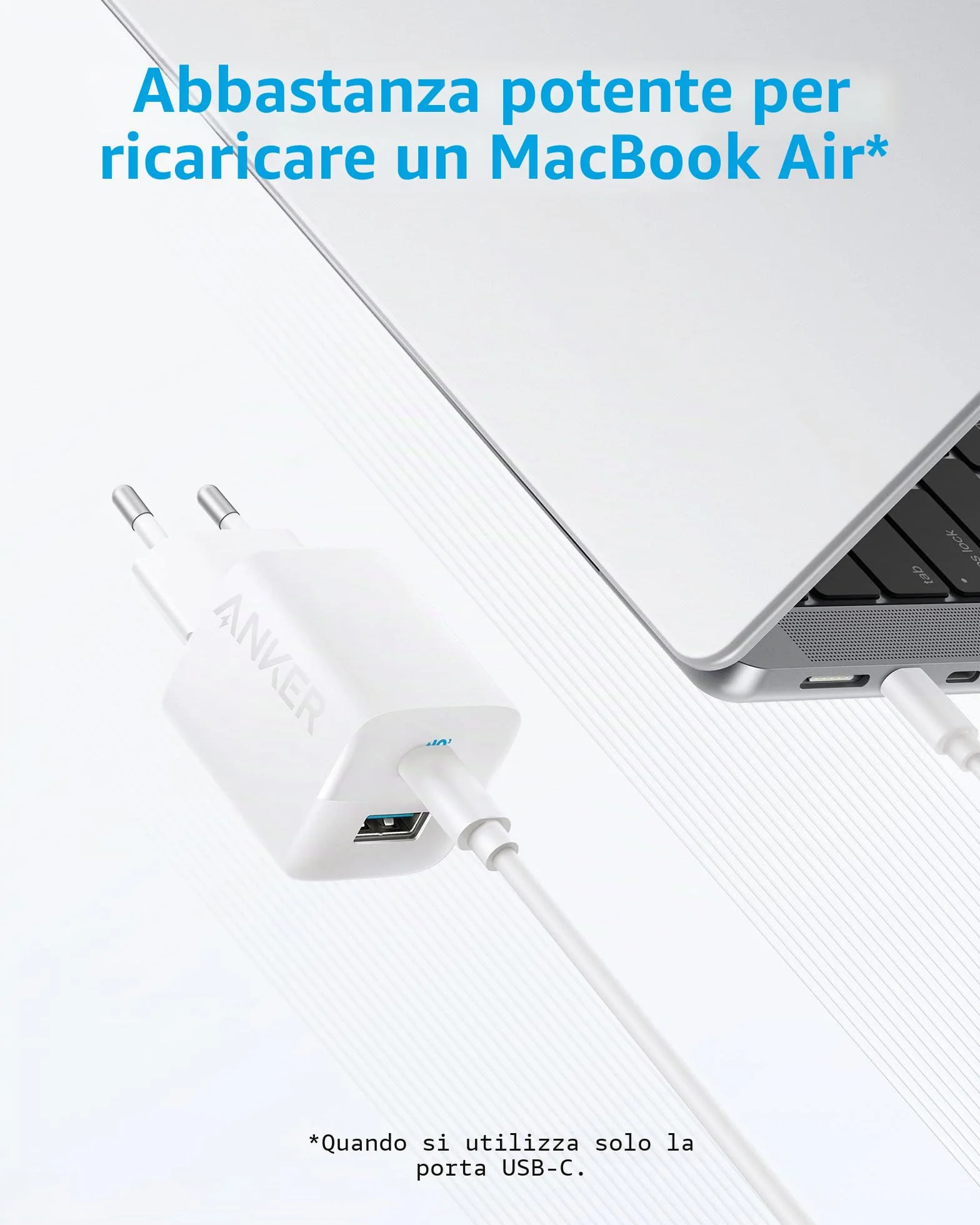 Anker Caricatore iPhone USB C 323 33 W Compatto 2 Porte Bianco