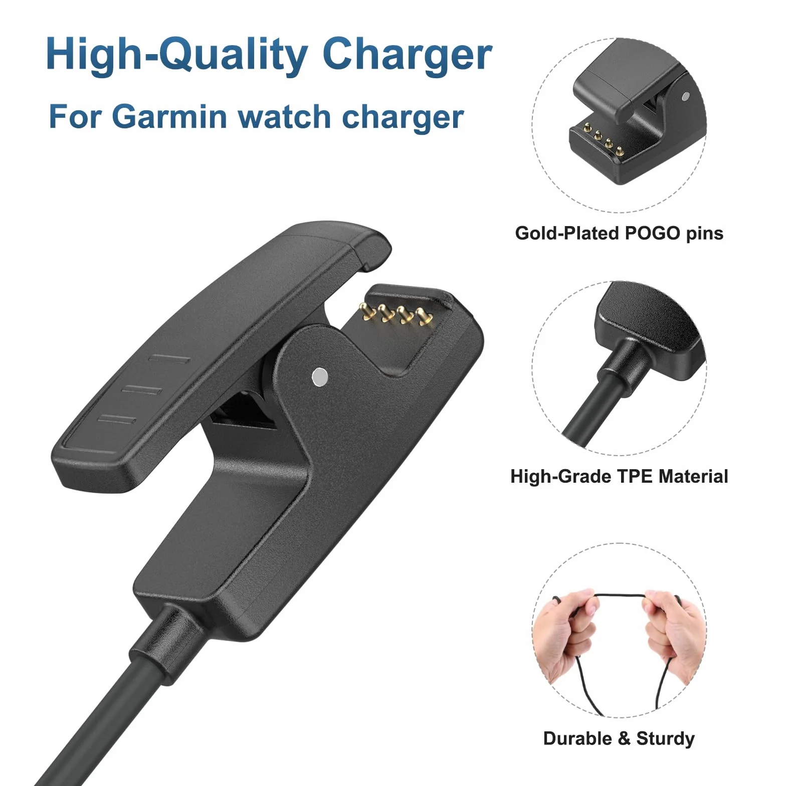 Tobfit Cavo di Ricarica per Garmin Forerunner 35 35J 230 235 630 645 Music 735XT, USB C 100 cm