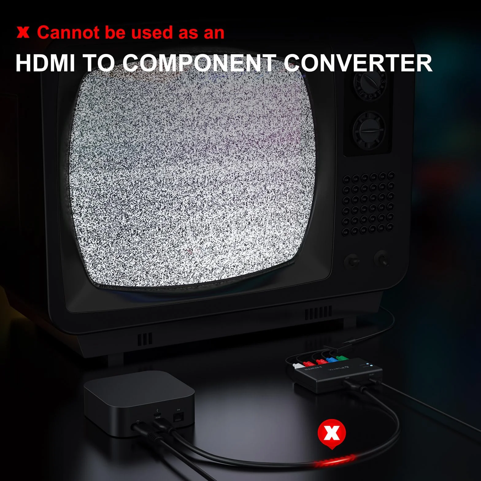 PORTTA Convertitore da componente a HDMI, adattatore YPbPr a HDMI, 1080p 60Hz, compatibile PS2 PS3 Xbox 360