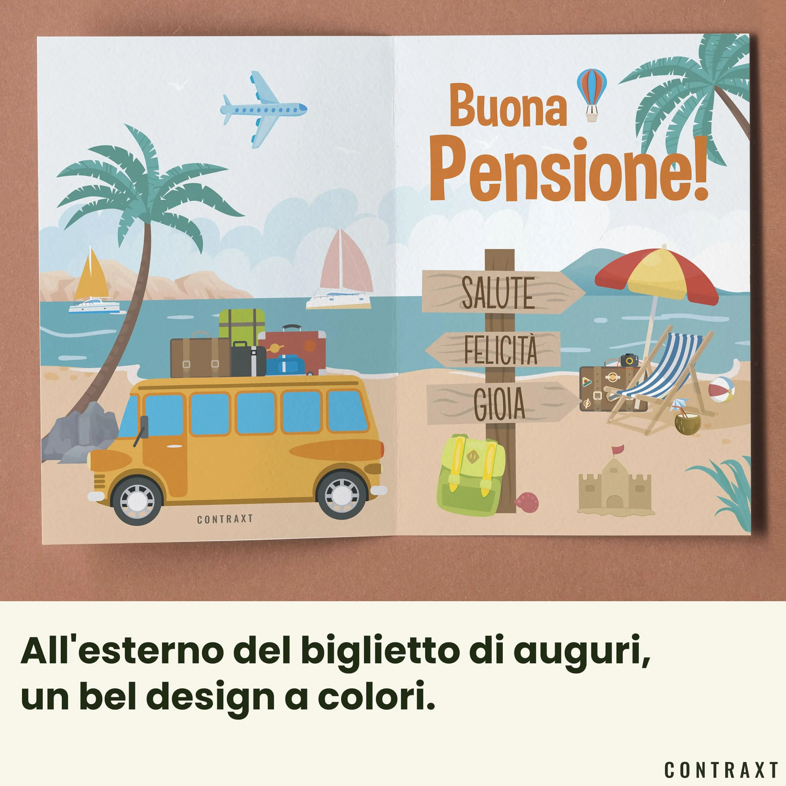 CONTRAXT Biglietto di Auguri Pensione 42x30 cm aperto - Regalo originale per pensionamento