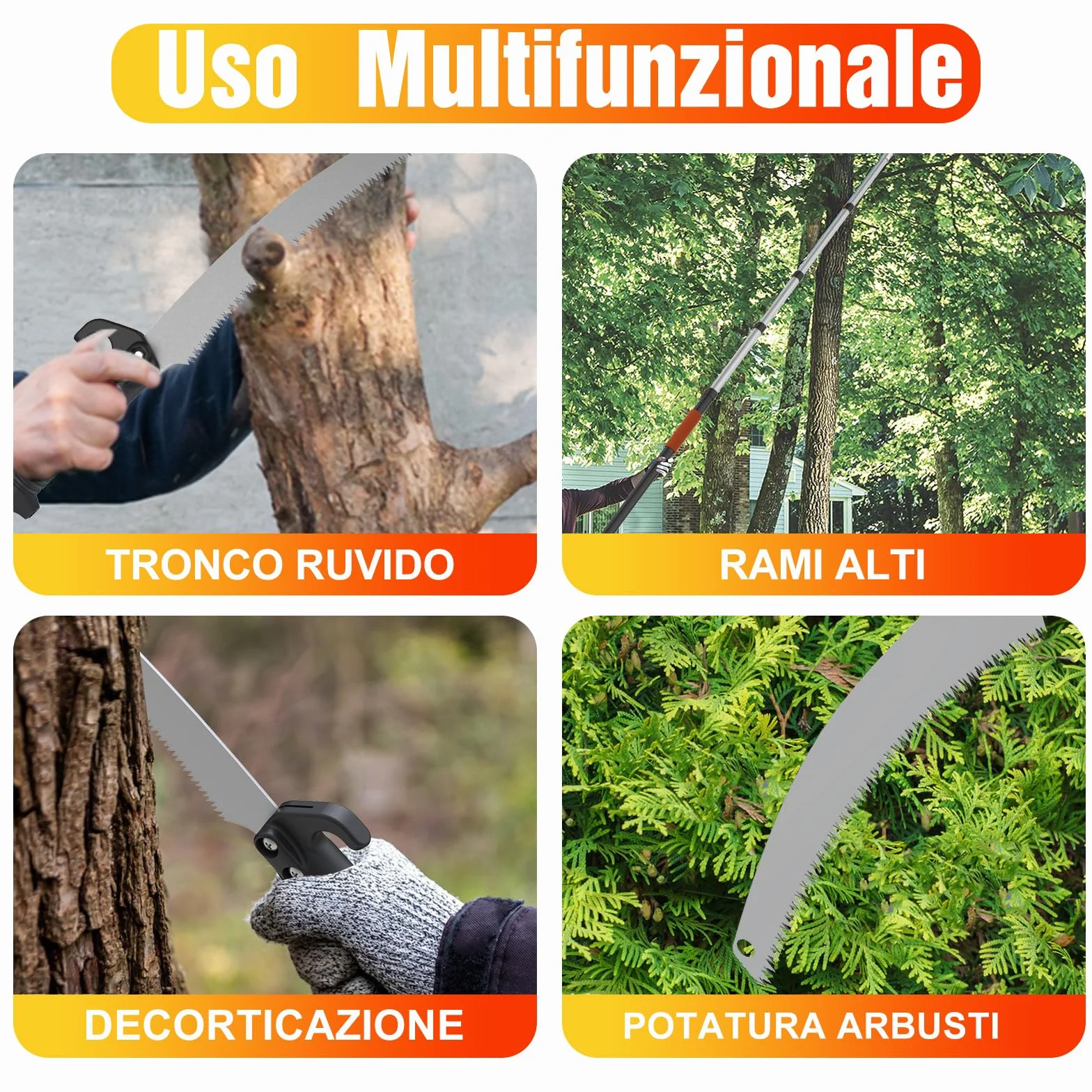 LAANPOLE Potatore su Asta Telescopica 1,5-6m, Sega su Asta 6m, Potatore Manuale per Giardino