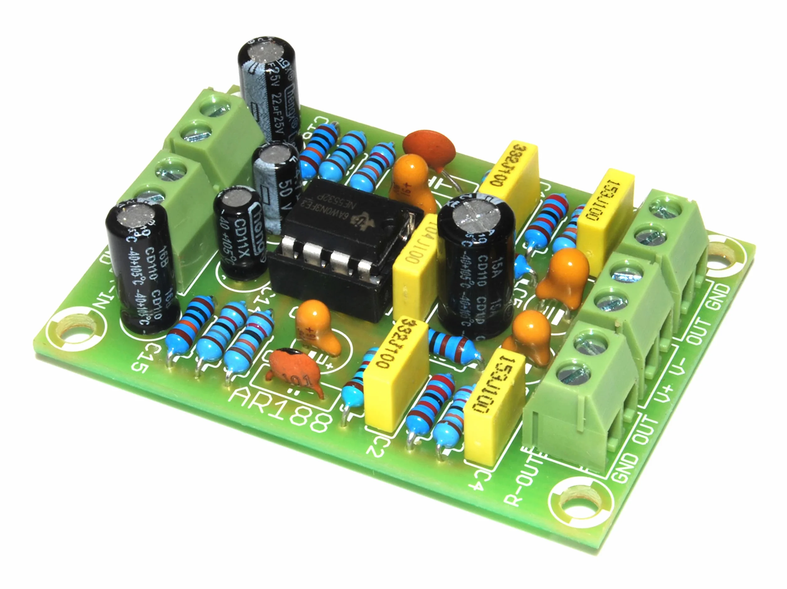 AR188 RIAA Amplificatore Stereo per Giradischi, Kit Pre-Amplificatore, Verde
