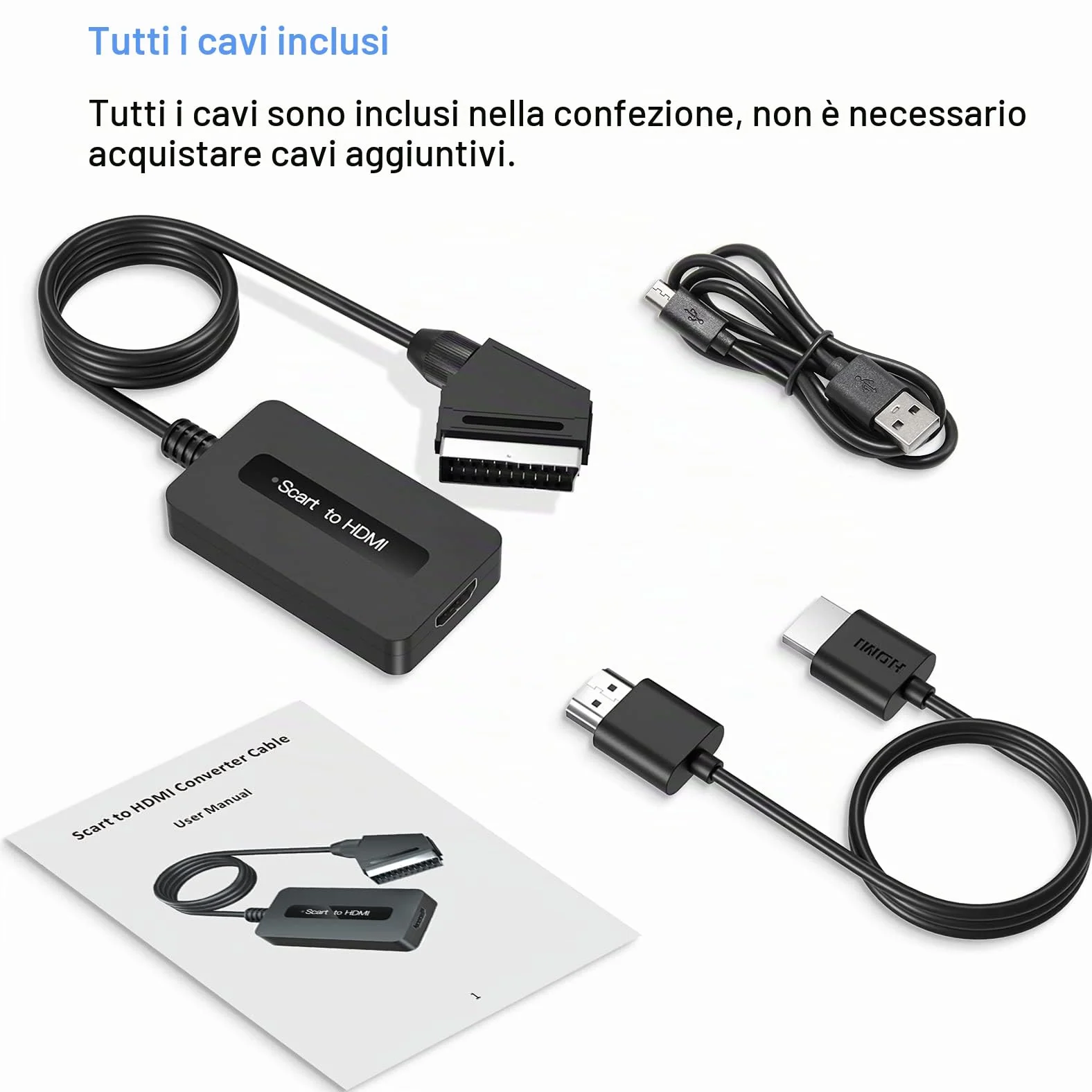 Convertitore da Scart a HDMI, Adattatore Maschio Scart HDMI Supporta Switch Uscita Full HD 1080P