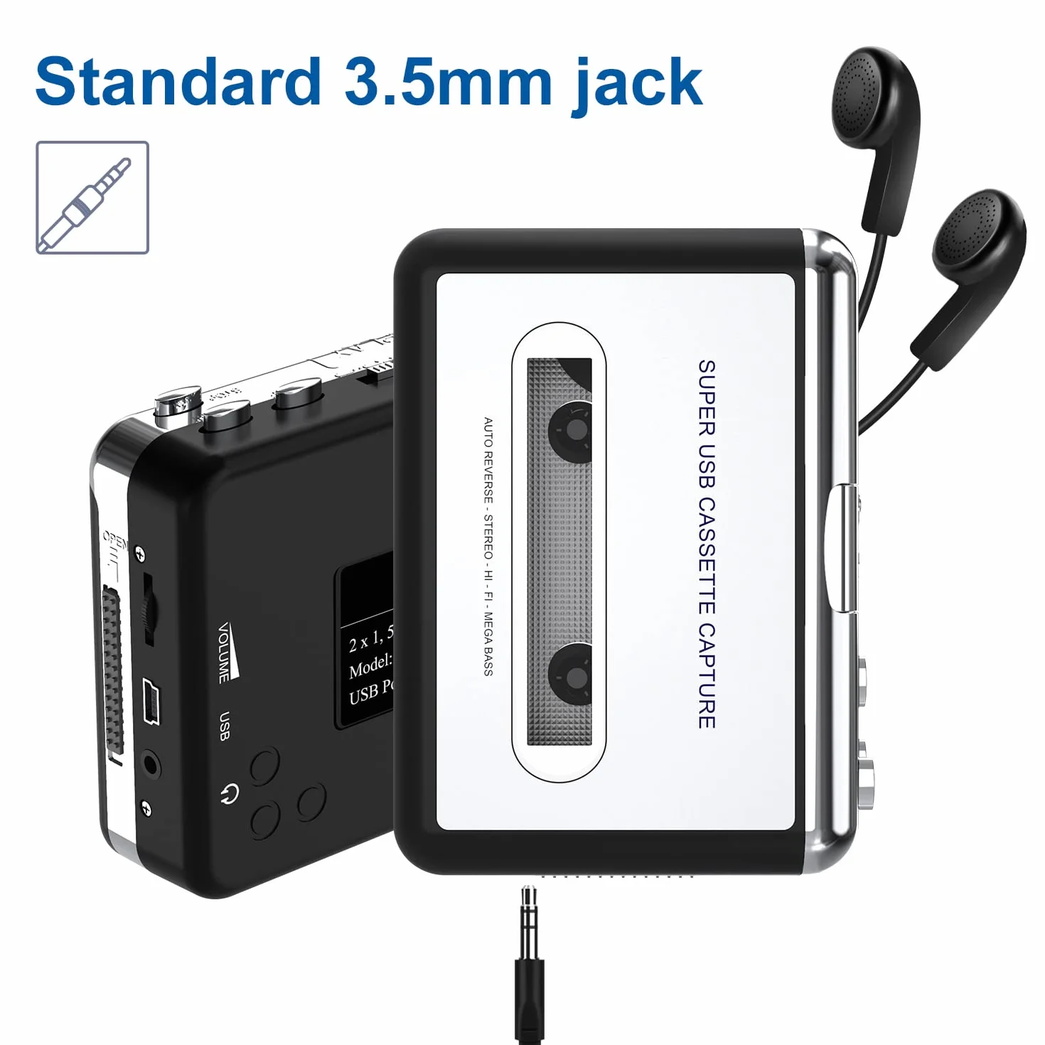 DigitNow Przenośny Odtwarzacz Kaset Magnetofonowych Konwerter Kasety na MP3 USB