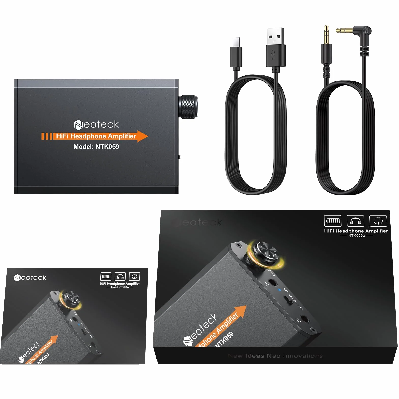 Neoteck Amplificatore Cuffie Portatile 3.5mm 16-300Ω HiFi Alluminio