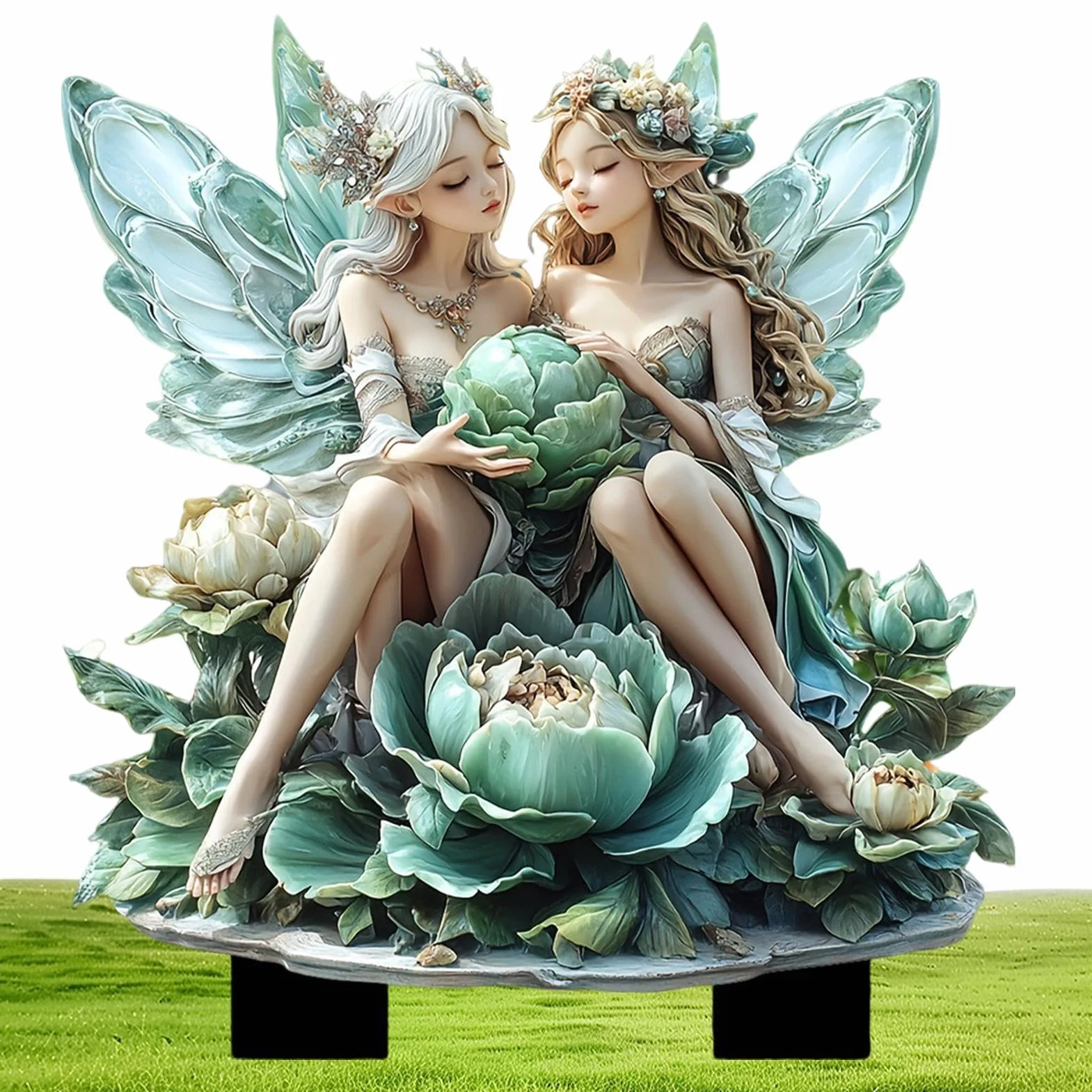 Ornamento da giardino in resina a forma di fatina, statuetta da giardino delle fate, in resina resistente alle intemperie e disegni stravaganti per decorazione esterna, ideale per