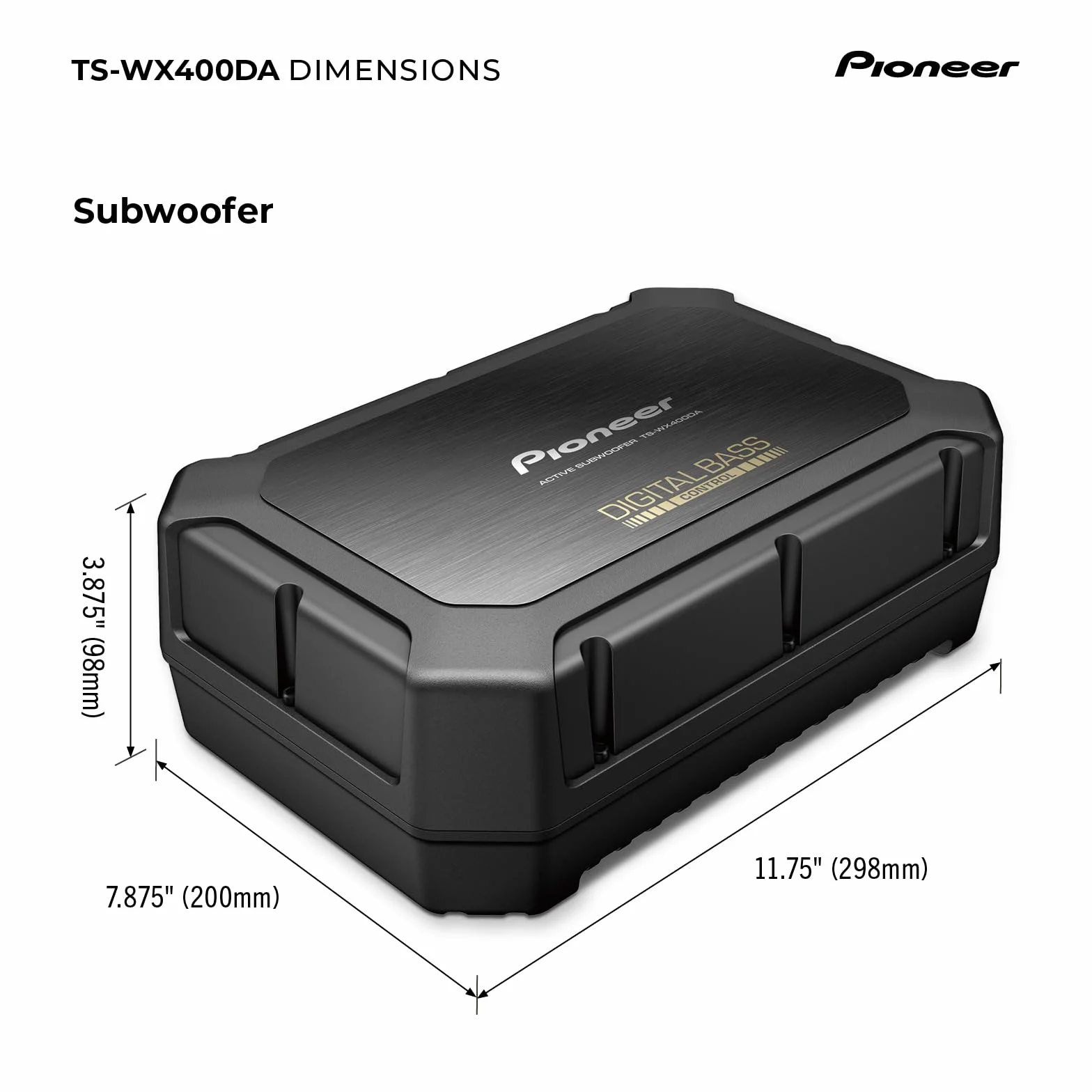 PIONEER TS-WX400DA Subwoofer attivo classe D 250 W nero 300 x 100 x 200 mm
