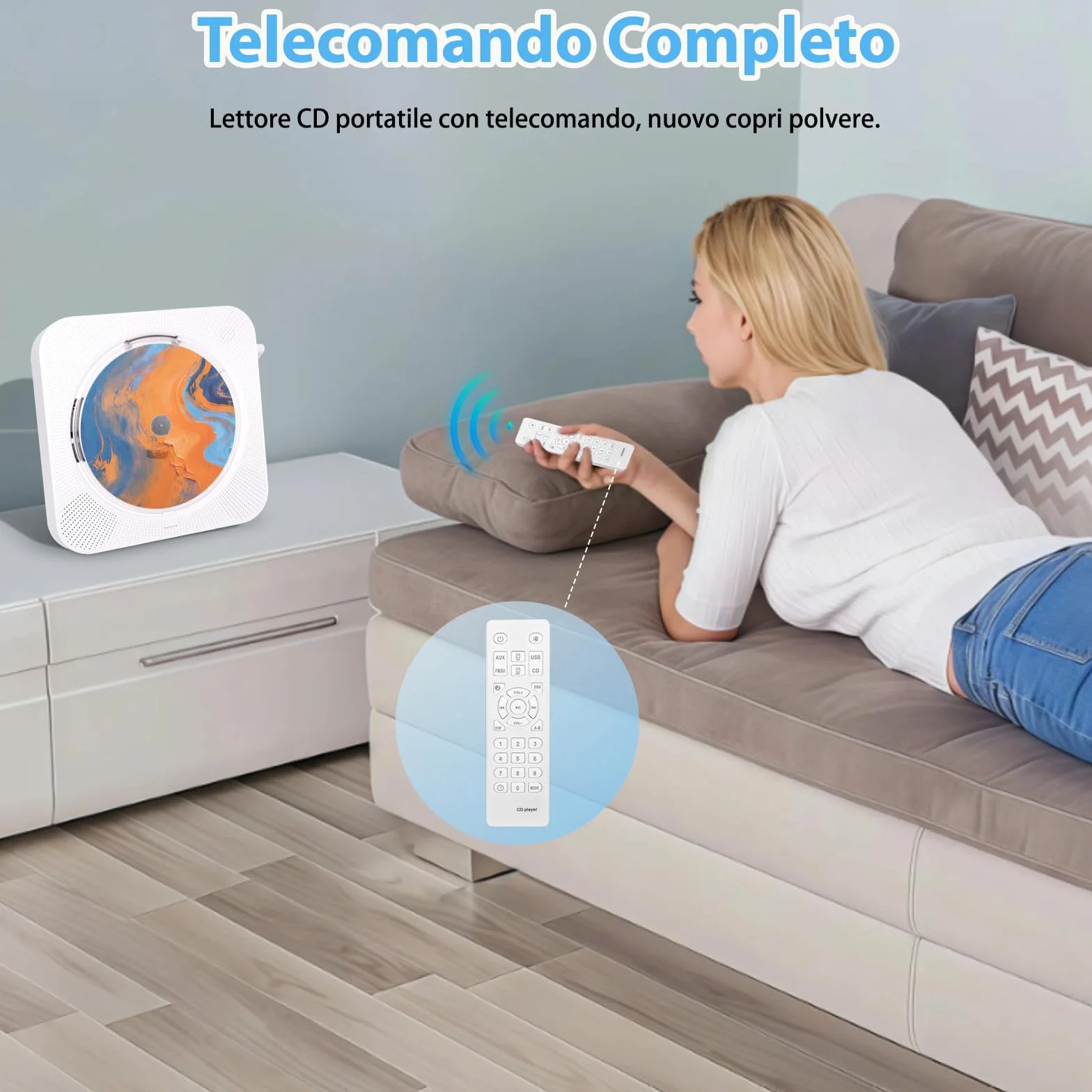 Lettore CD Portatile Bluetooth 5.1 con Altoparlanti, Radio FM USB/AUX, Bianco
