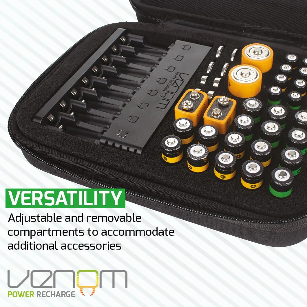 Venom Custodia per batteria e organizer con tester di carica