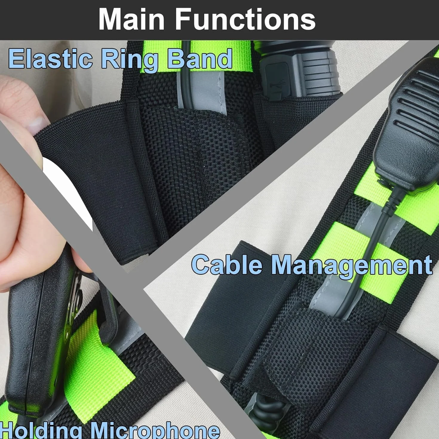 Regolabile Fascia Spalla Riflettente Clip Cavo Microfono Bande Custodie Radio Fotocamere DSLR Borse Pesca Cassette Attrezzi