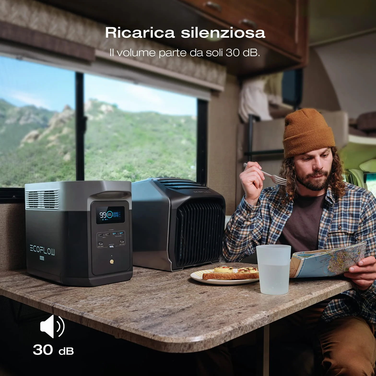 EF ECOFLOW DELTA 2 Max Espandibile 2-6kWh Centrale elettrica portatile, Batteria LFP 3000 cicli, CA+Solare 80% di carica in 1 ora, Fino a 3000W di uscita, Generatore solare silenzioso