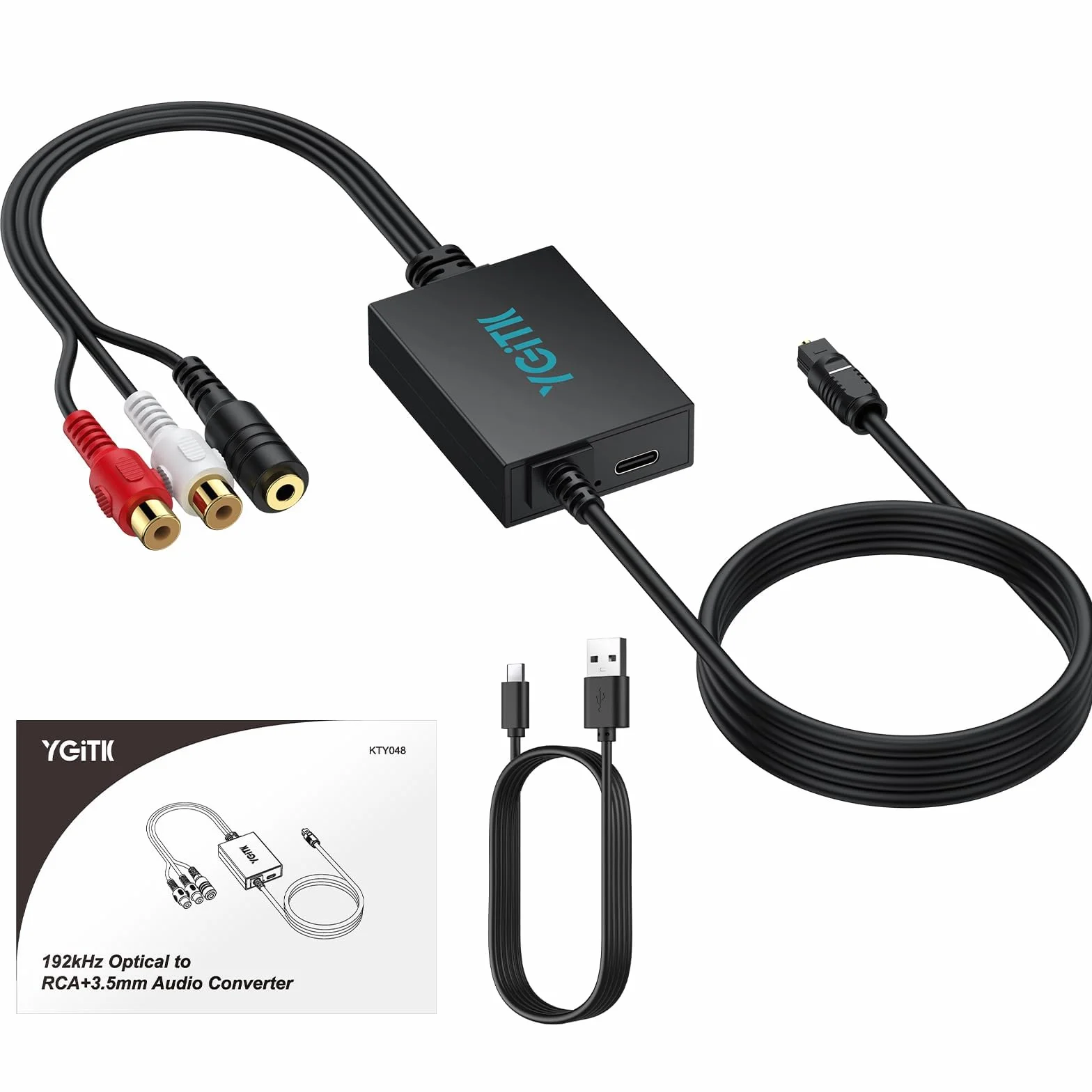 Convertitore Ottico a RCA 3.5mm DAC Audio Digitale 192kHz/24bit Chip Amplificazione per TV Blu-ray