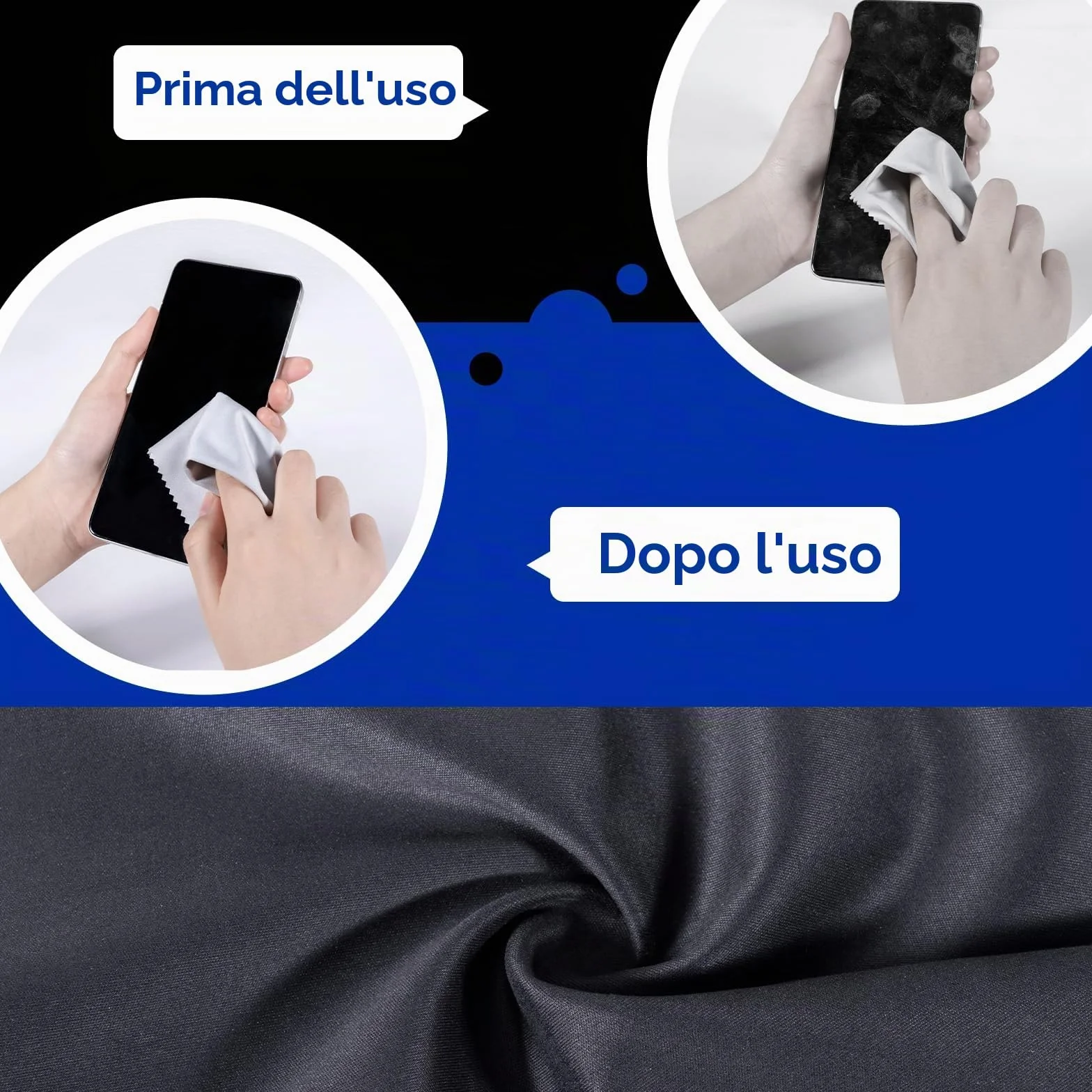 Panni in microfibra per pulizia occhiali 20x20 cm qualità ottica