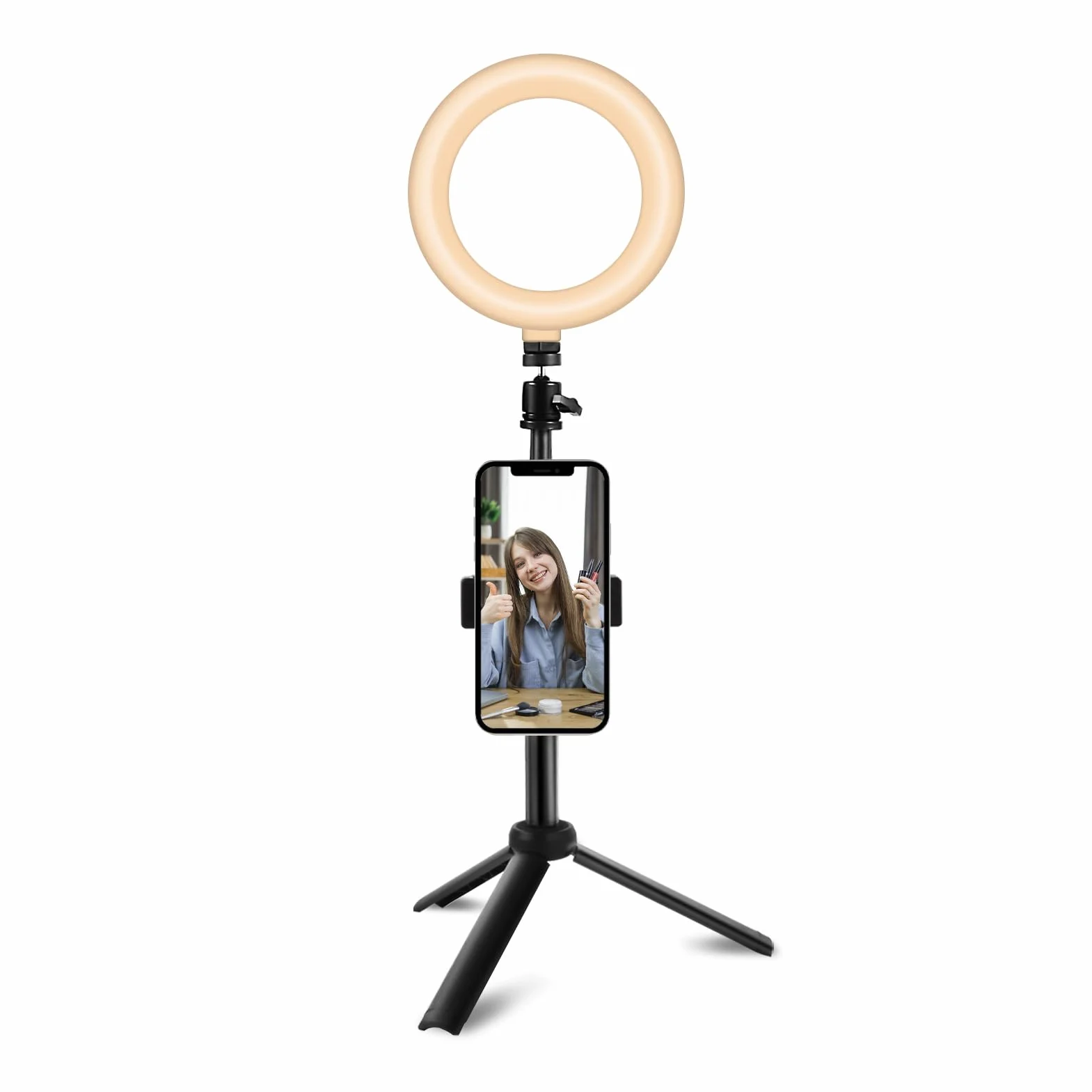 Railee Ring Light 6" LED Luce Selfie Videoconferenza con Treppiede Telefono 3 Modi