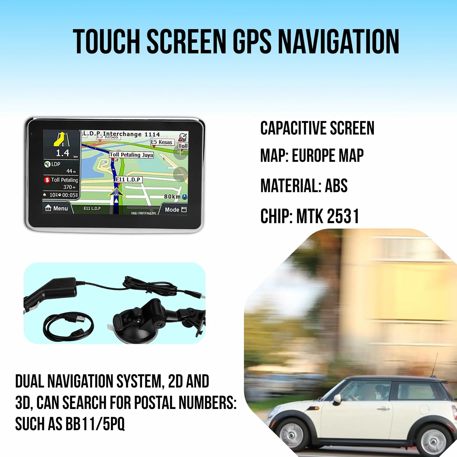 Navigatore GPS Touch Screen 5 Pollici Universale per Auto Camion