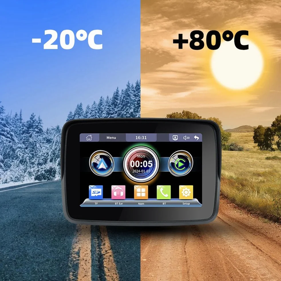 LIVASH Display Impermeabile 5 Pollici Motocicletta GPS Navigazione Wireless Android Carplay Auto