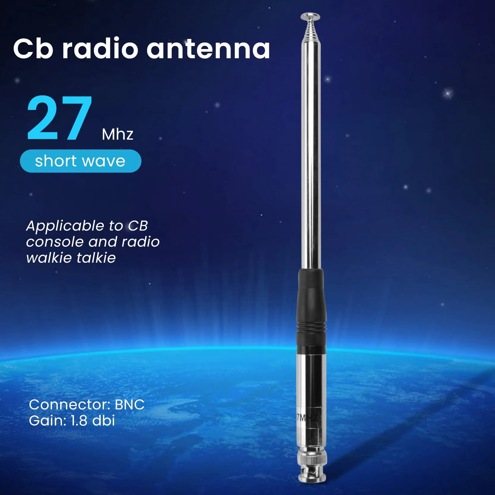 Antenna CB 27Mhz telescopica HT BNC per radio manuali portatili
