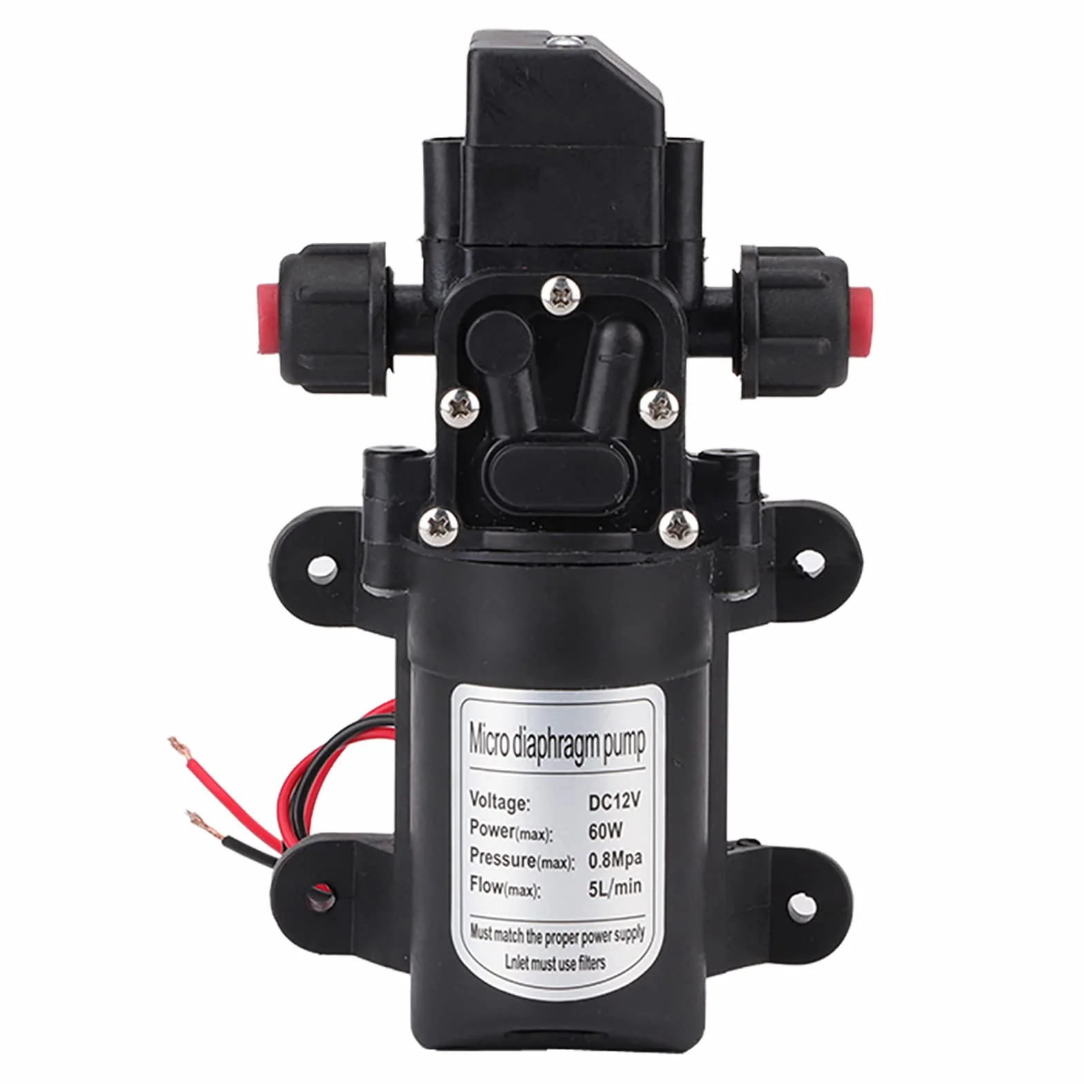 Pompa Acqua 12v Alta Pressione - 5L/min 116Psi Pompe Dell'Acqua DC 12V Ad Alta Pressione Barca da Campeggio per Roulotte Autoadescante Giardino