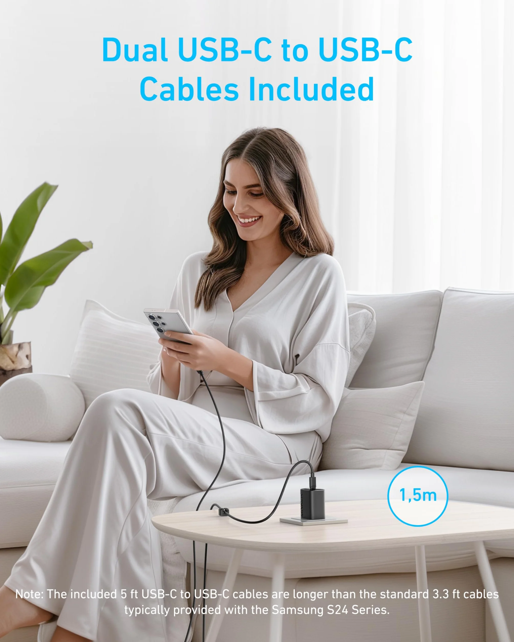 Anker Caricatore USB C 45W, Ricarica Rapida PPS per Samsung S25 Ultra/S24/S23+/S23/S22, iPhone 17 Pro Max/16/15, Pixel