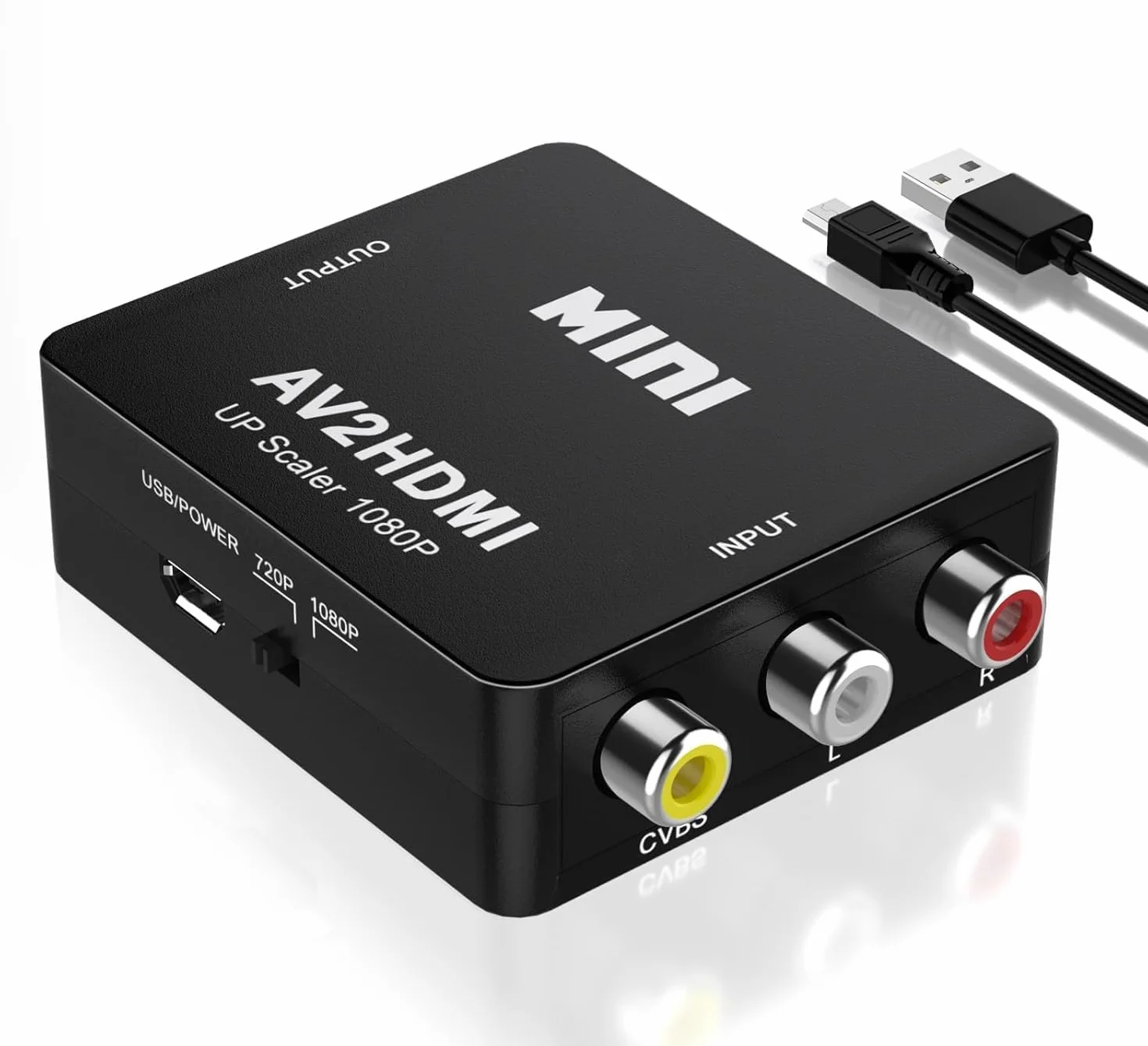 Adattatore Convertitore Audio Video da AV RCA CVBS a HDMI, Supporto 720 1080P per Fotocamera, Xbox 360, PS1, PS2, WII, N64, Snes, NES, PSP, Lettore DVD, VHS