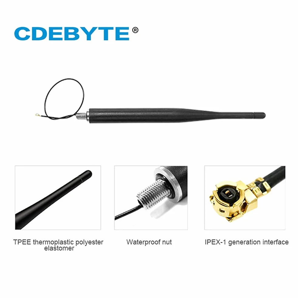 Antenna 868MHz 3dBi Asta di gomma IPEX-1 TX868-JZLW-15 per Logistica Sicurezza Outdoor