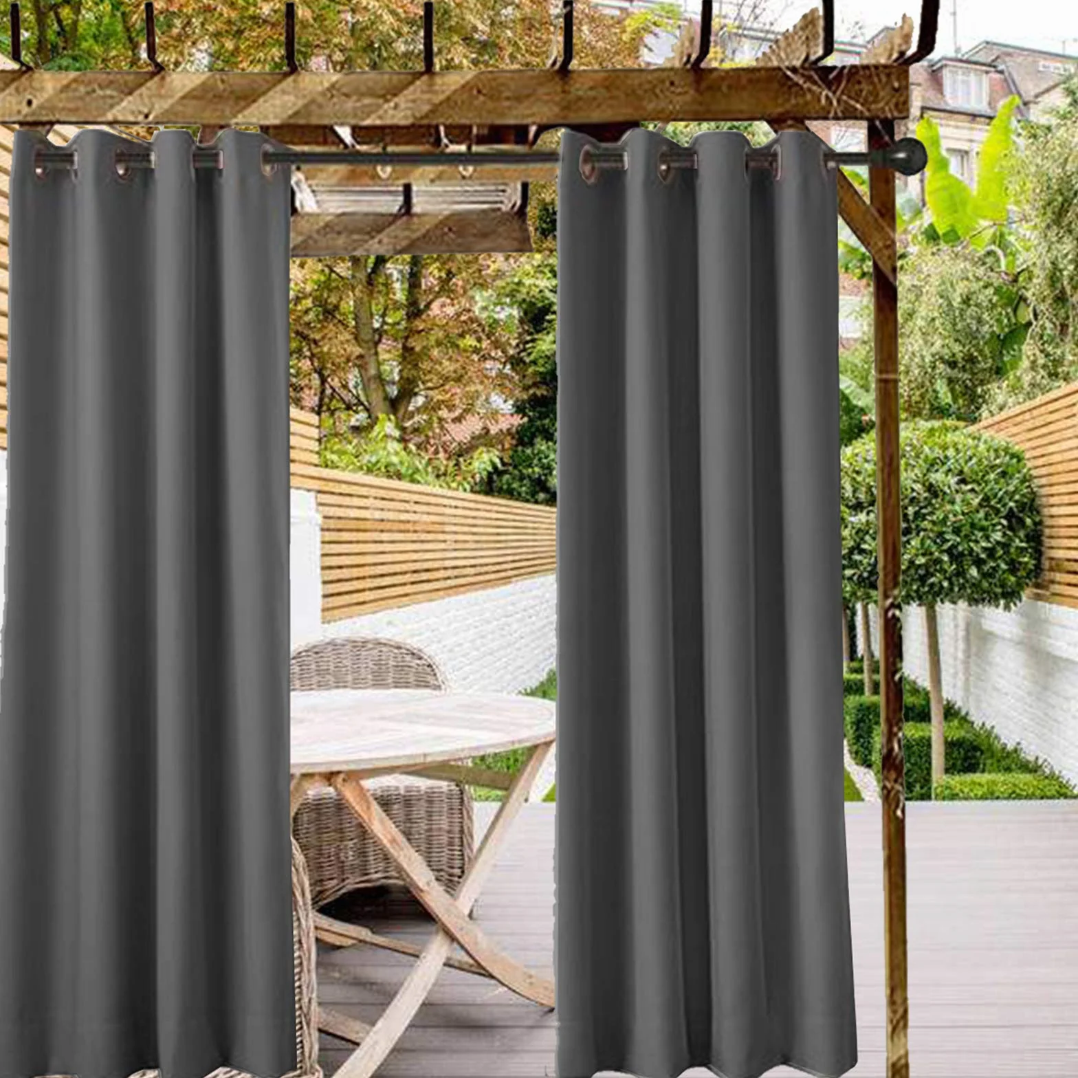 ele ELEOPTION Tenda per Esterni, Impermeabile, Protezione dai Raggi UV, con Occhielli, Oscurante, per Giardino, Cortile, Balcone, Grigio Scuro, 1 Pezzo / 132 X 240cm