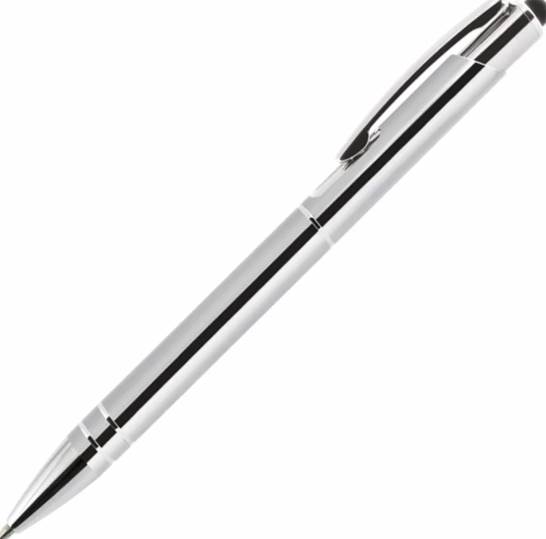 Stileitaliano Penna a sfera personalizzata a scatto in alluminio touch custodia in legno Argento
