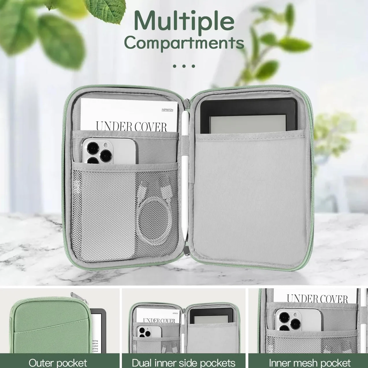 Vinabilia Custodia Protettiva per Kindle 11ª Gen 6", Kindle Paperwhite 12ª Gen 7", Kindle Colorsoft Signature Edition 7", Kobo Clara Colour 6", Kindle Oasis, Verde Matcha
