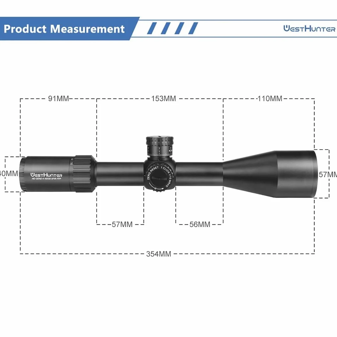 WestHunter Optics HD GEN2 SFIR FFP Cannocchiale da competizione 30mm primo piano focale reticolo illuminato vetro inciso tattico 1/10 MIL Zero Stop