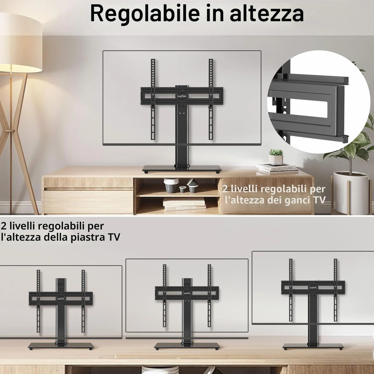 Suptek Supporto TV universale girevole da tavolo per schermi 26-55" 45kg VESA 400x400 mm TS202