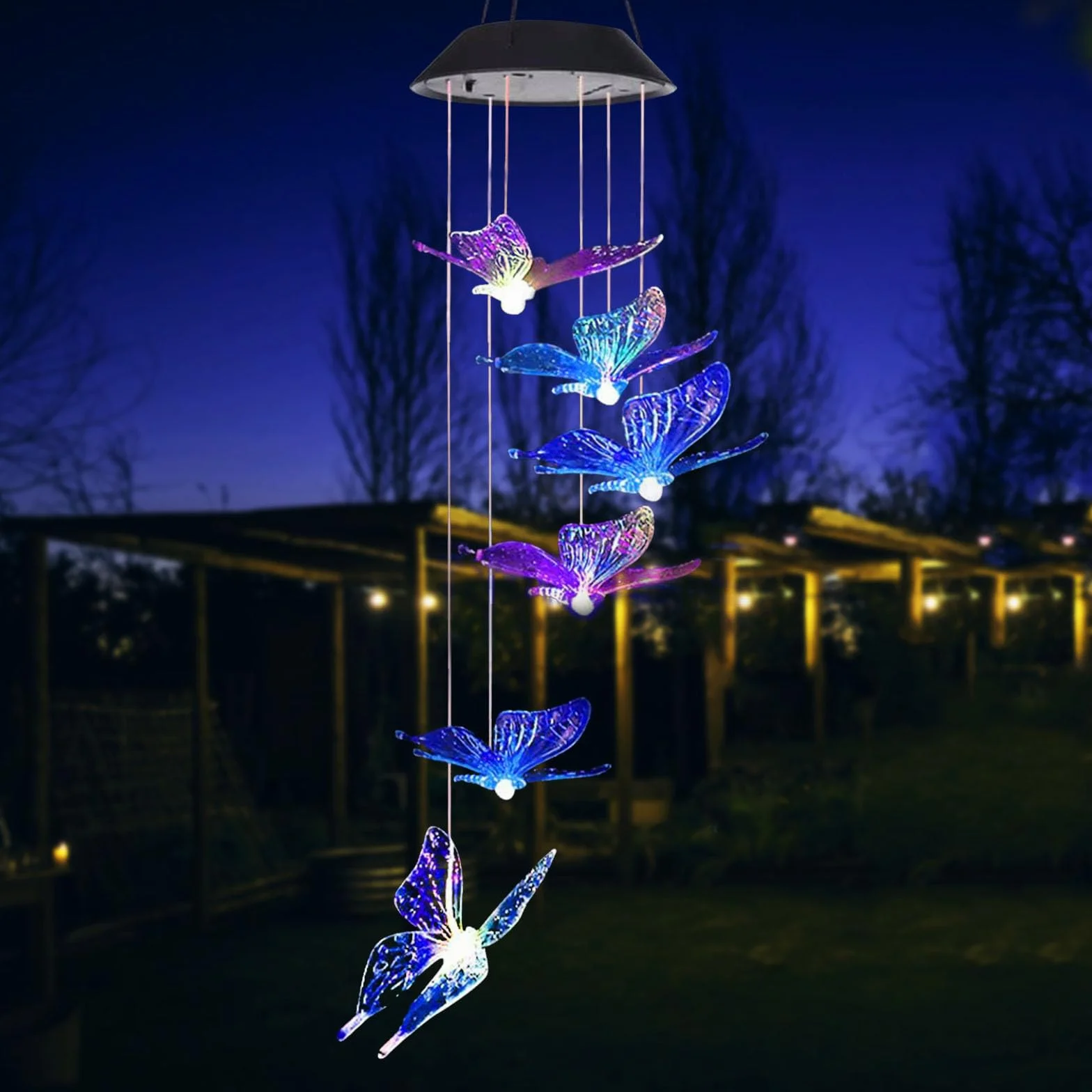 ZVO Farfalla a energia solare da giardino, farfalle solari per esterni, decorazione da balcone, lampada a sospensione per mamma nonna bambino, multicolore