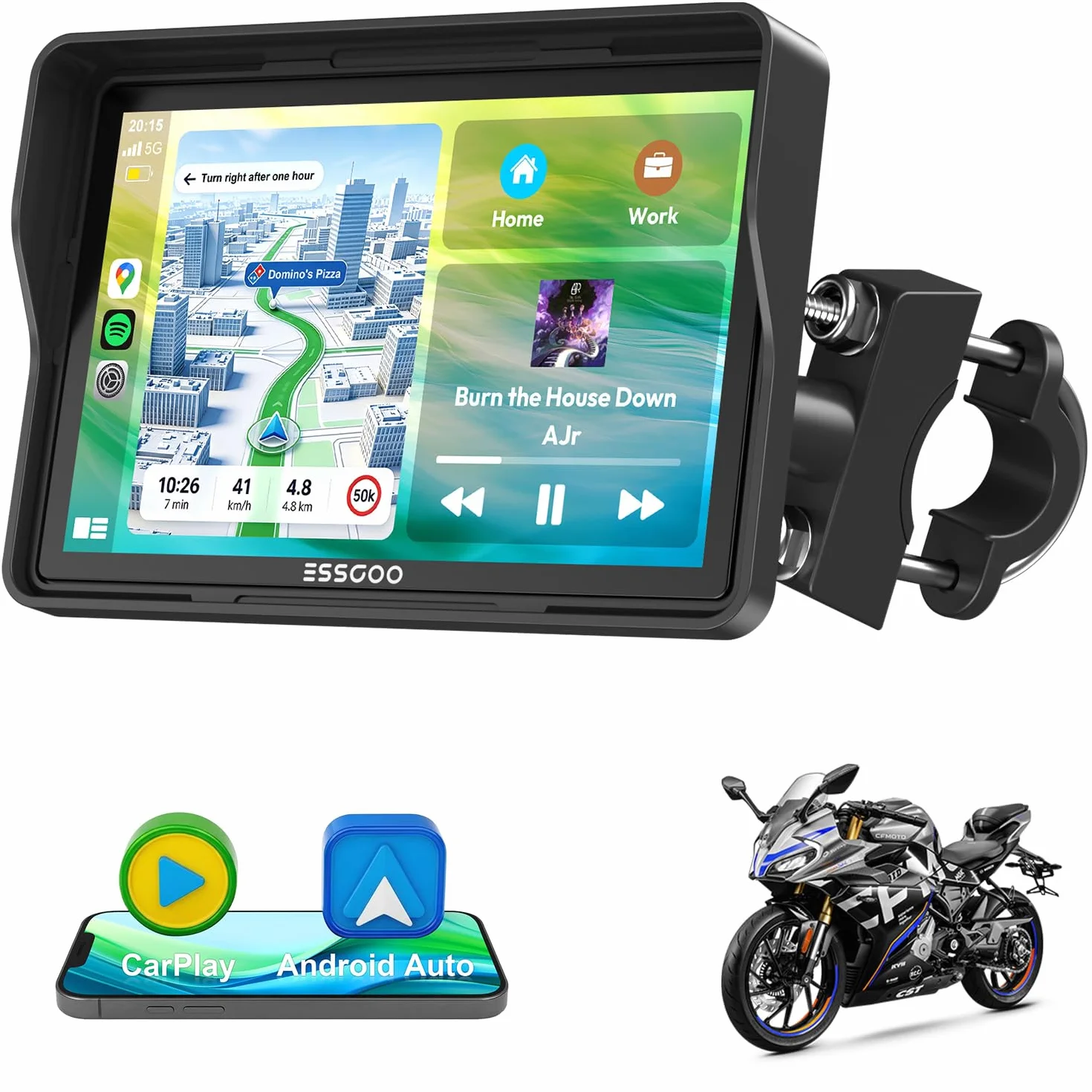 ESSGOO Moto CarPlay 5 pollici