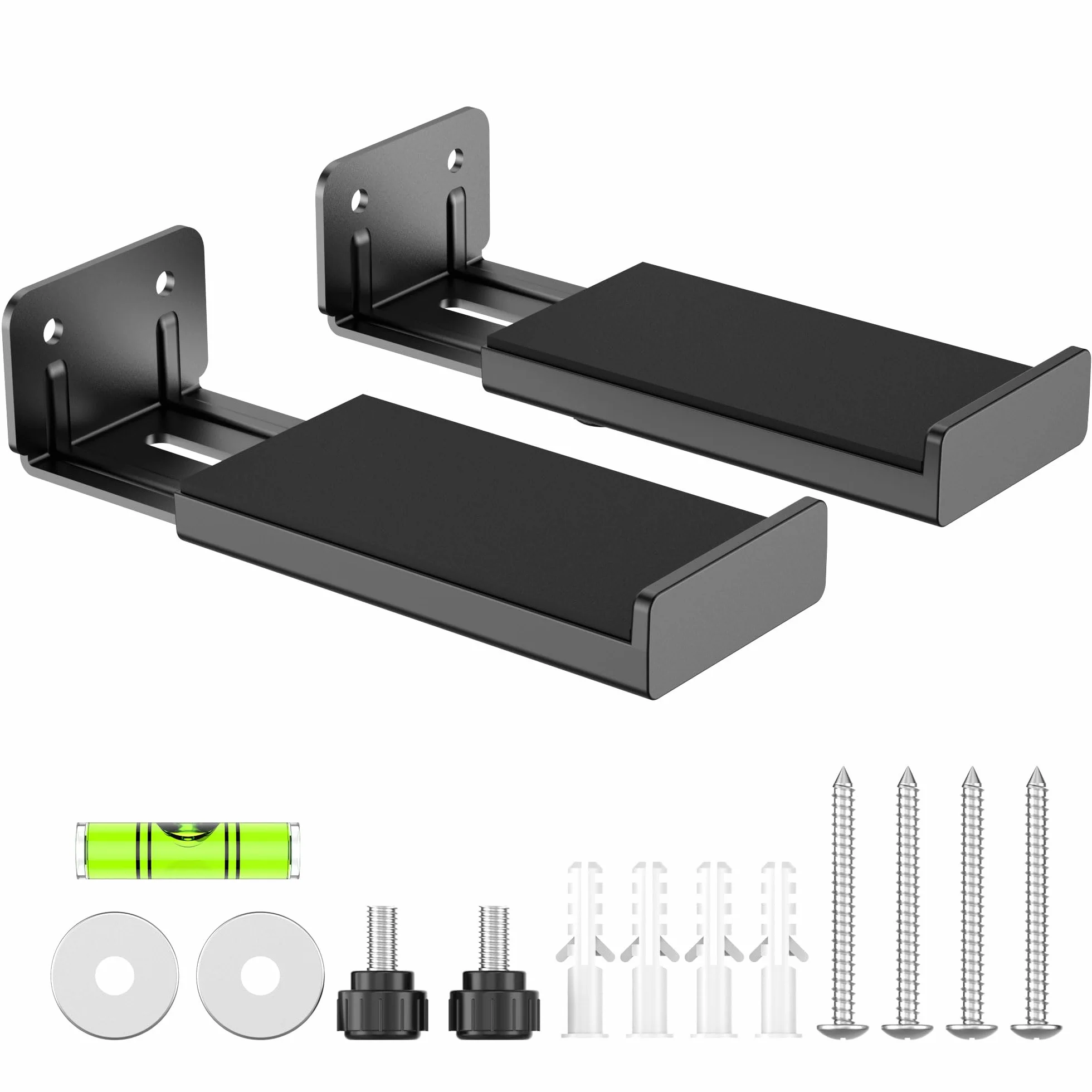 Supporto da parete per soundbar PlusAcc, portata 15 kg, profondità regolabile 10-17 cm, Nero