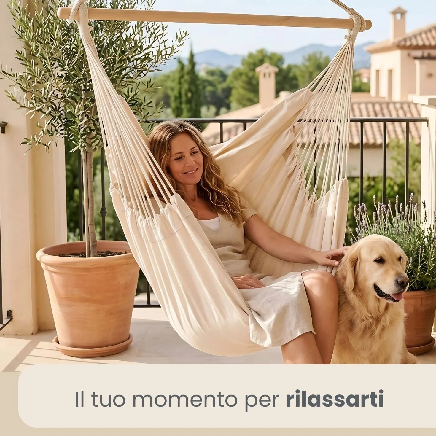 Amaca da giardino XXL 185x130 cm 150 kg Sedia pensile sospesa per 2 persone esterno interno