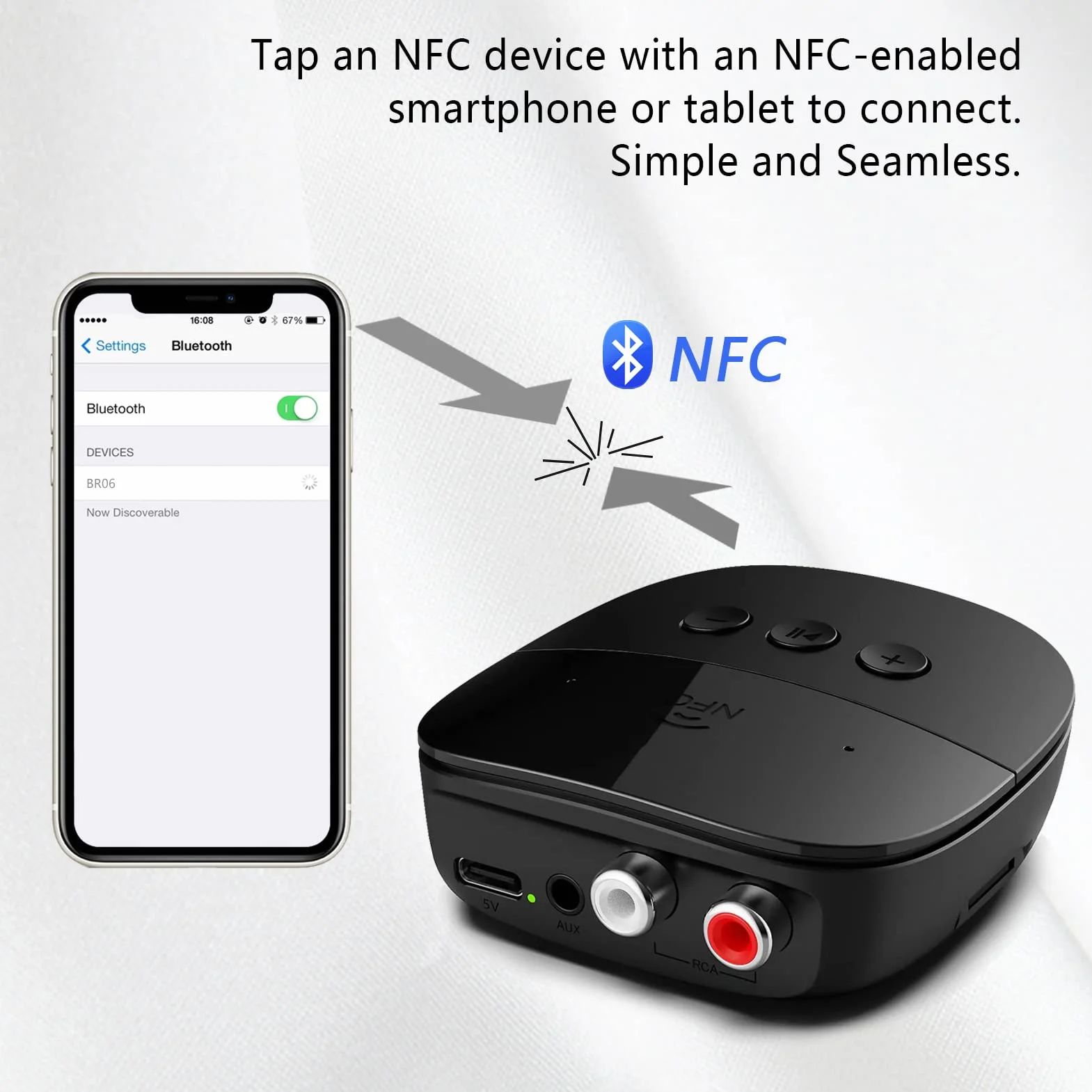 eppfun Ricevitore Bluetooth 5.2 HIFI con NFC USB 3.5mm AUX RCA TF