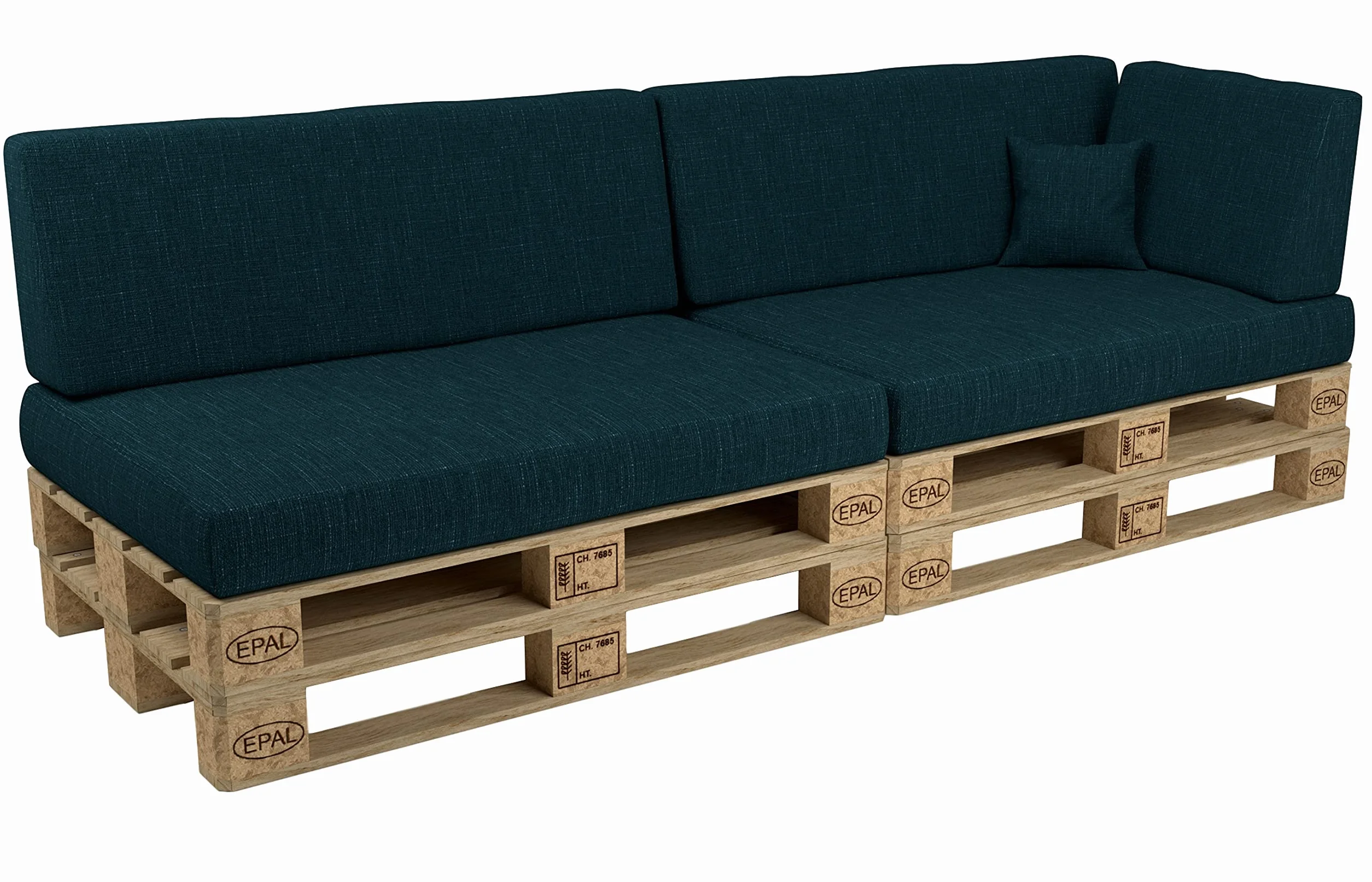 POKAR Set di Cuscini per Europallet da 6 pezzi: 2x Sedile 120x80cm +2x Schienale 120x40cm +1x Schienale (laterale) 60x40cm +1x decorativo 40x40cm, per Divano da Giardino, senza Pallet, verde scuro