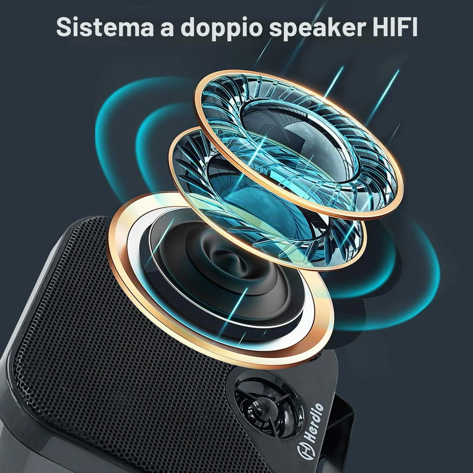 Herdio 100W 10.2cm Impermeabile Bluetooth Speaker Box per Marina Boat ATV UTV Nero