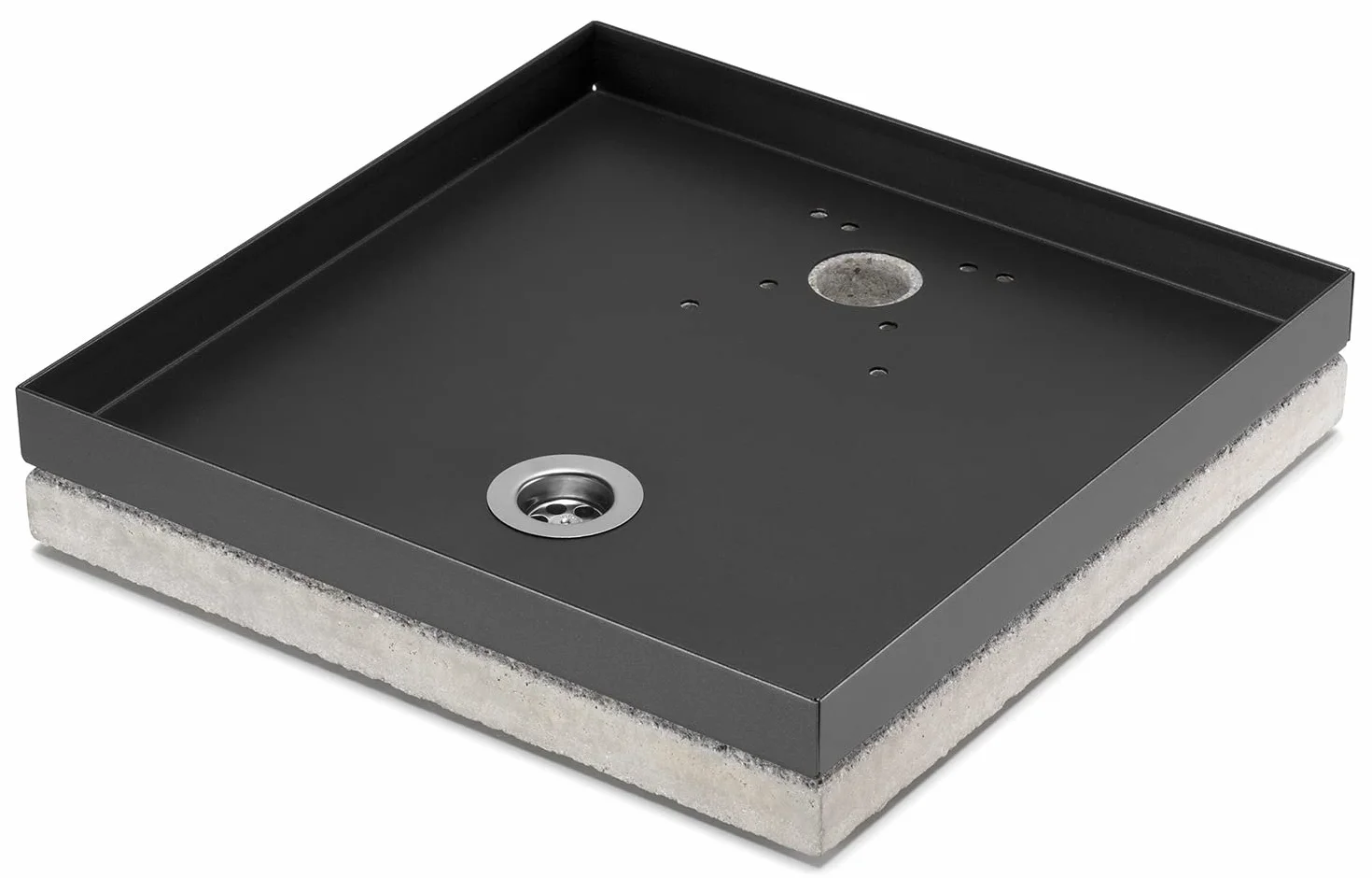 Base Portaciottolo per Fontane 40x40x8 cm in Metallo con Base in Cemento Belfer 42/BSE/10 Antracite