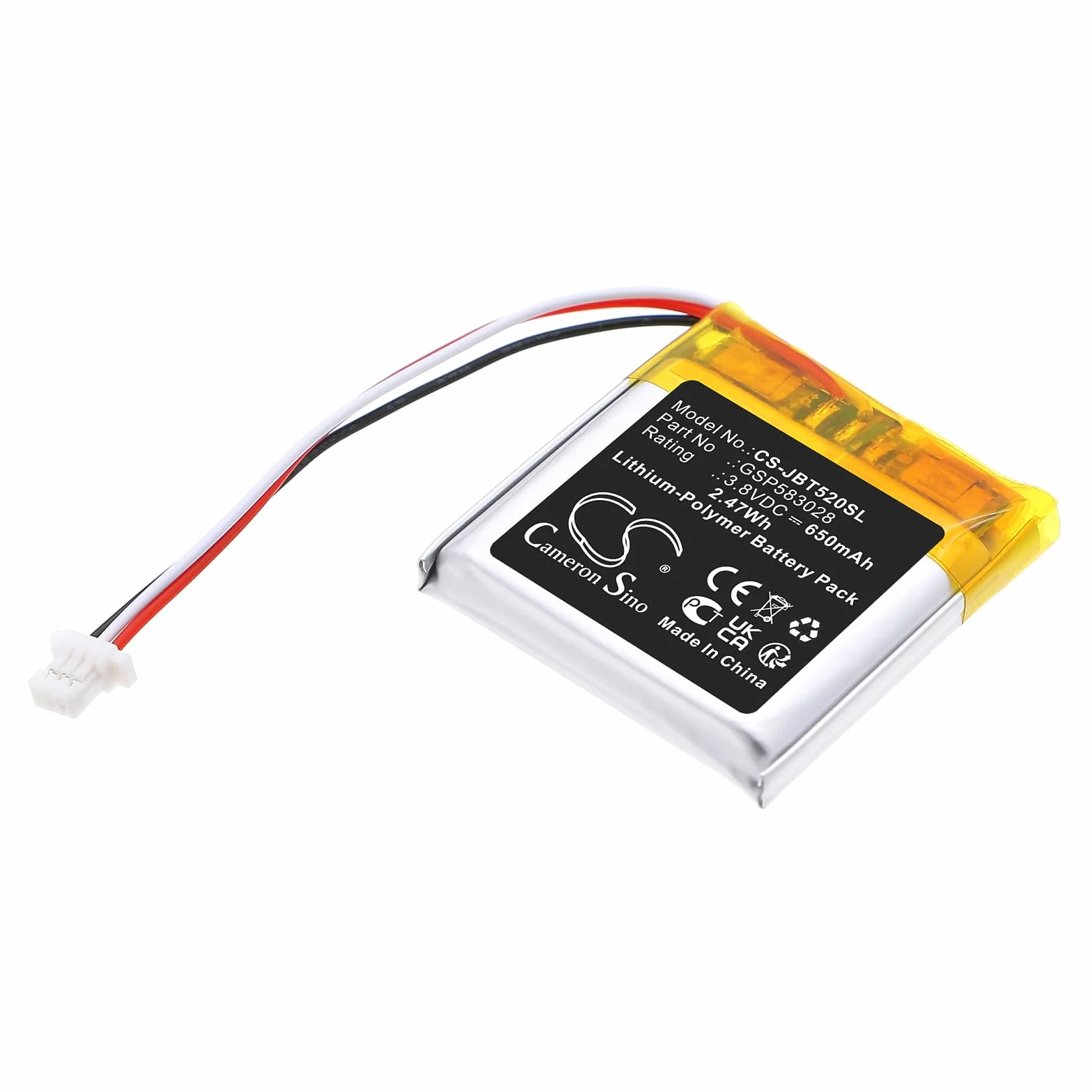 Batteria 650mAh compatibile con JBL Tune 520 BT sostituisce GSP583028
